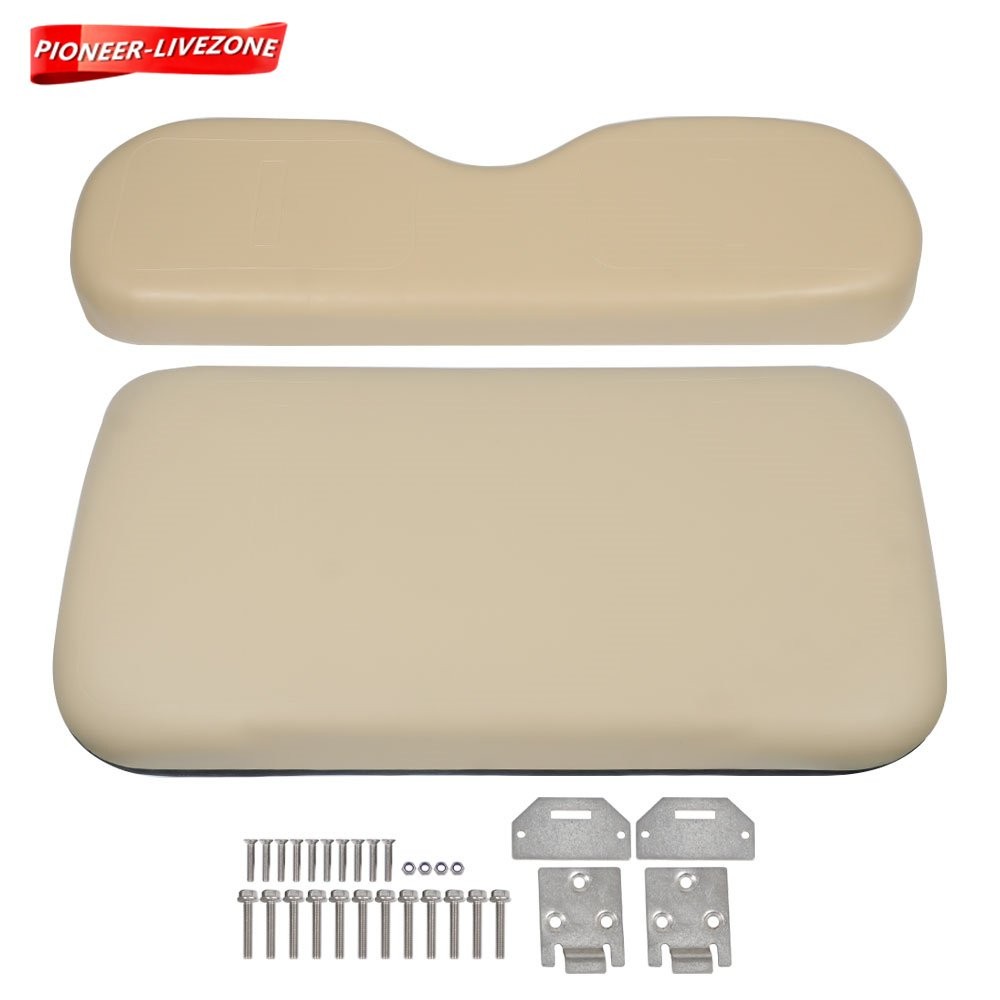 Golf Cart 2PC Tan Front Seat Cushion W/Hardware For EZGO Medalist, TXT 1993-2013