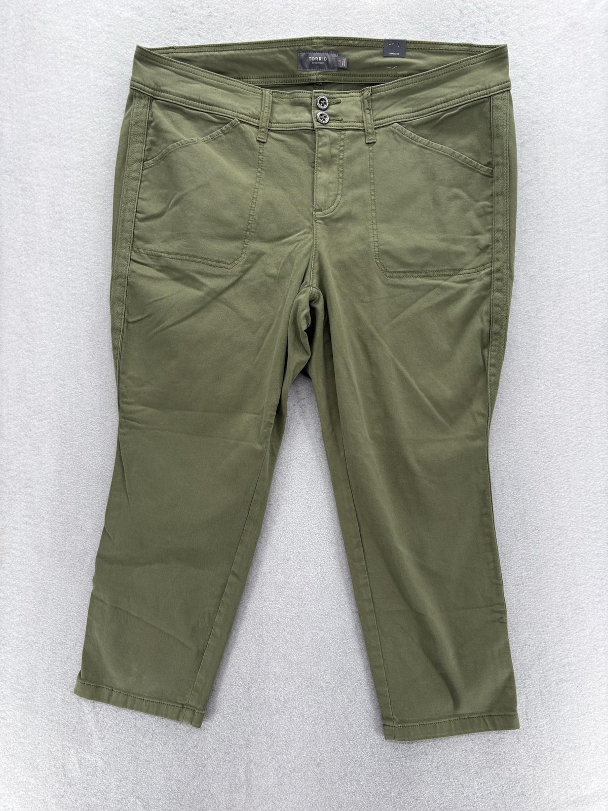 Torrid Crop Aviator Skinny Twill Pants Womens 18 Green Stretch Mid Rise Casual