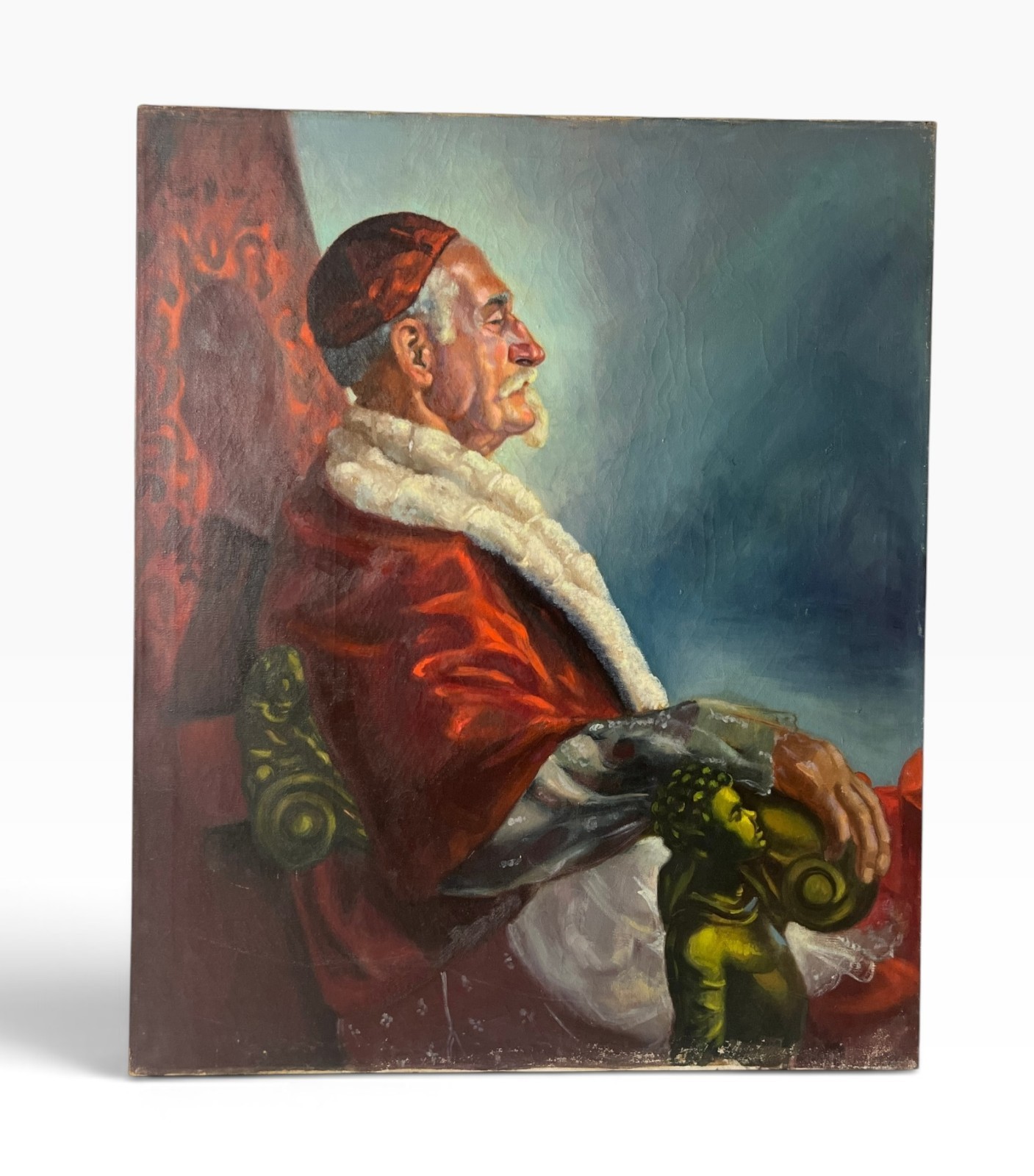 Portrait of Seated Elder in Red Robe with Small Figure Portrait of Seated Elder in Red Robe with Small Figure