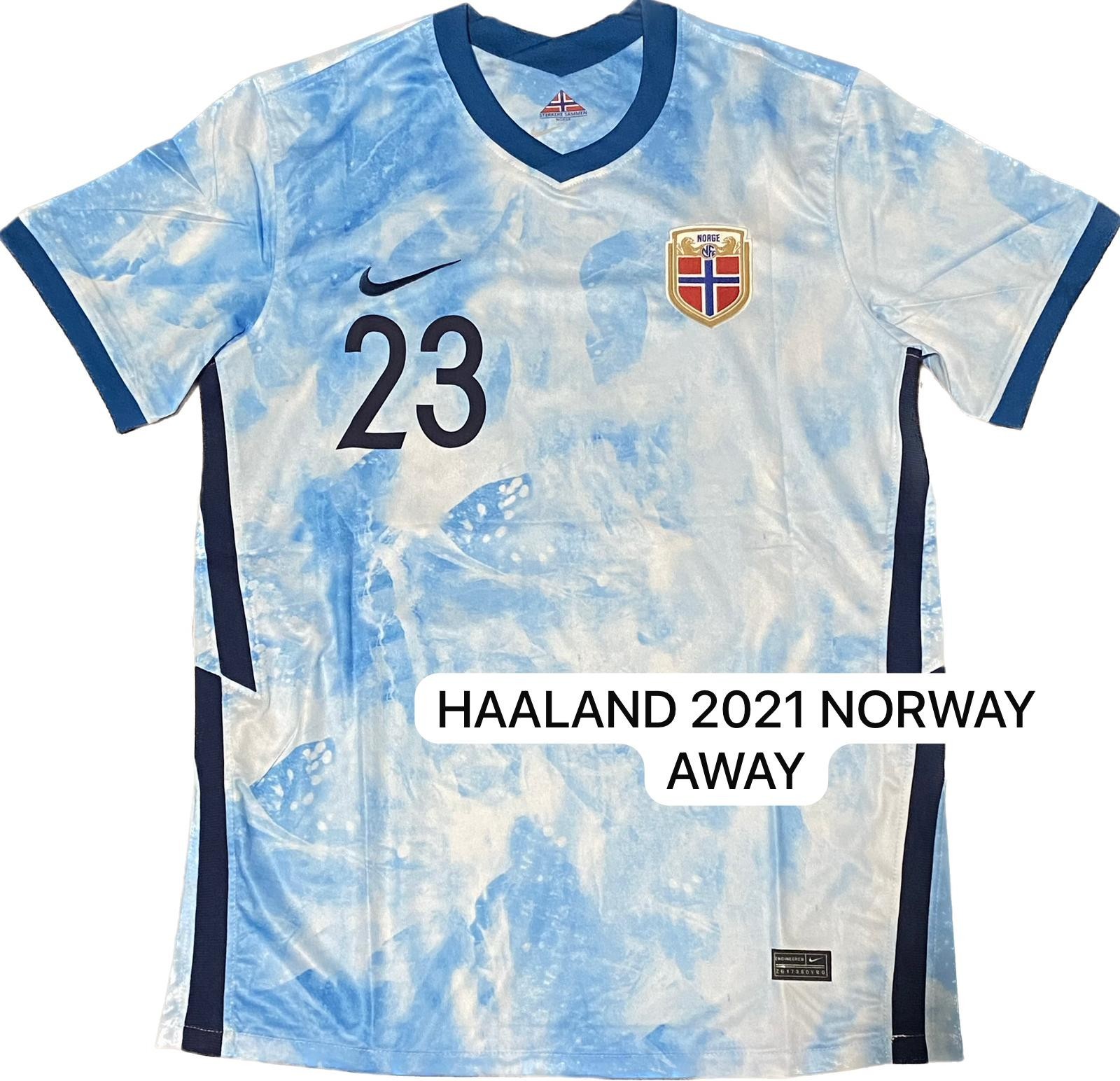 ERLING BRAUT HAALAND SIGNED  NORWAY 2021 AWAY  BECKETT COA