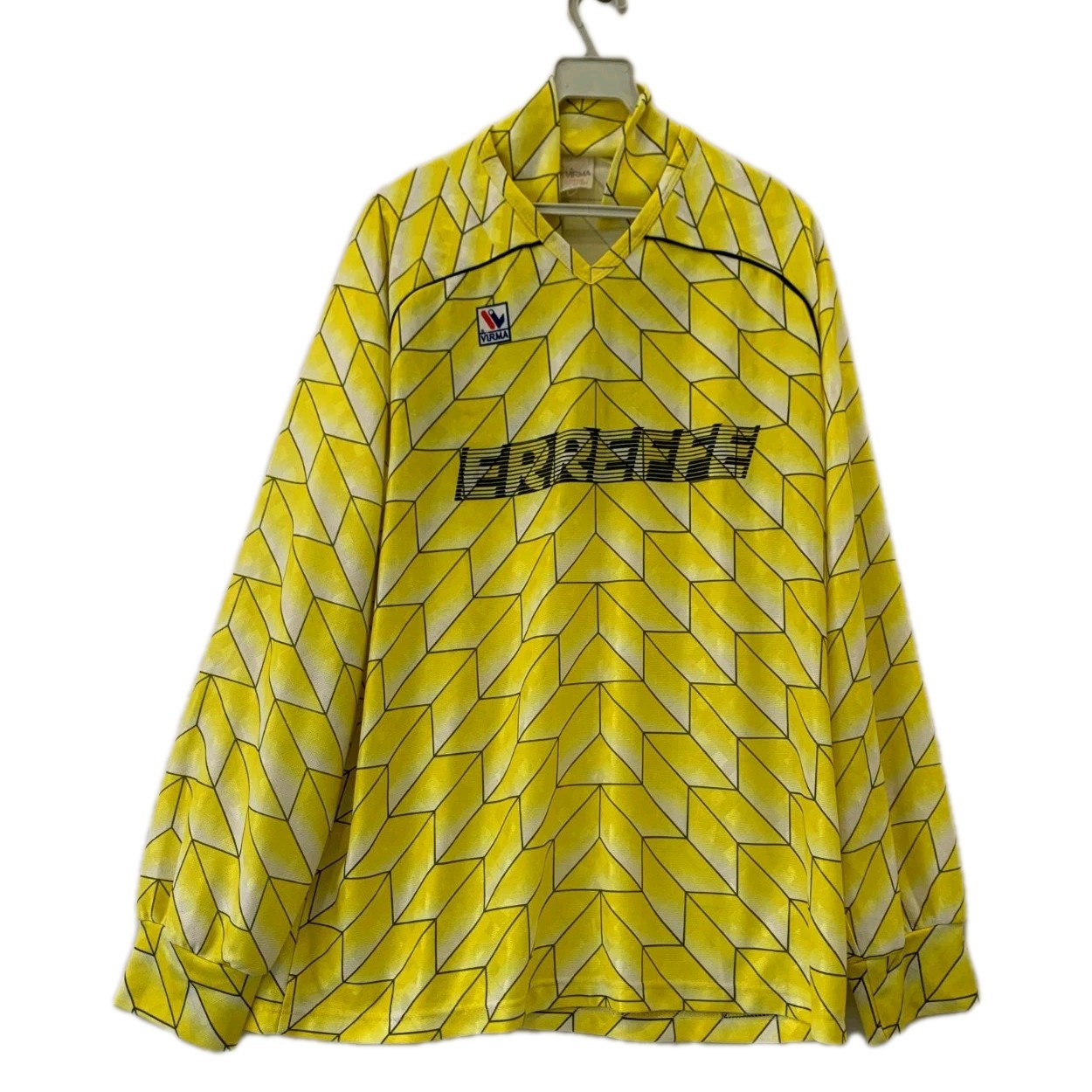 Vtg VIRMA Soccer Jersey XL Yellow Long Sleeve #10 Italy Made Football Shirt#185