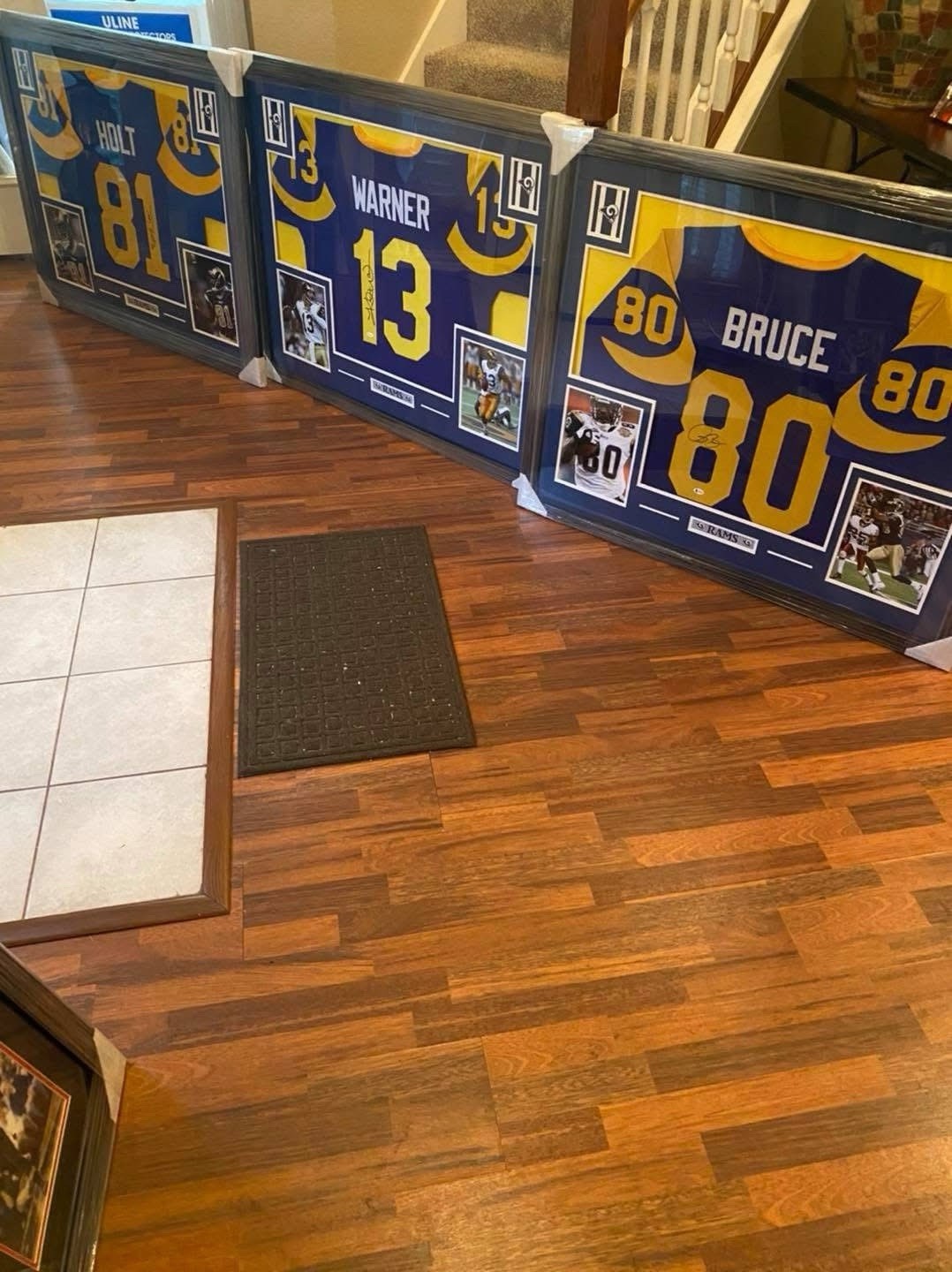 Warner,Holt,Bruce Authentic Autograph Framed Set COA Los Angeles Rams Warner,Holt,Bruce Authentic Autograph Framed Set COA Los Angeles Rams