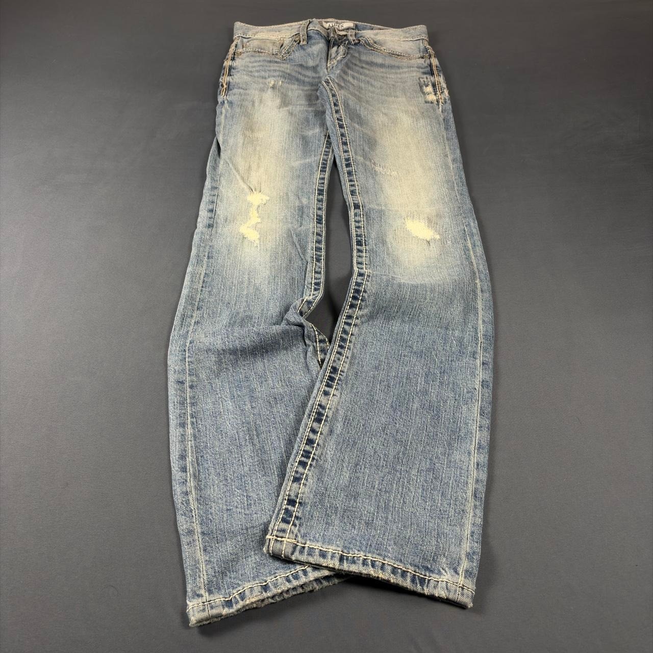 BKE Aiden Bootleg Jeans Womens 26L Blue Distressed Y2K McBling Skater Grunge BKE Aiden Bootleg Jeans Womens 26L Blue Distressed Y2K McBling Skater Grunge