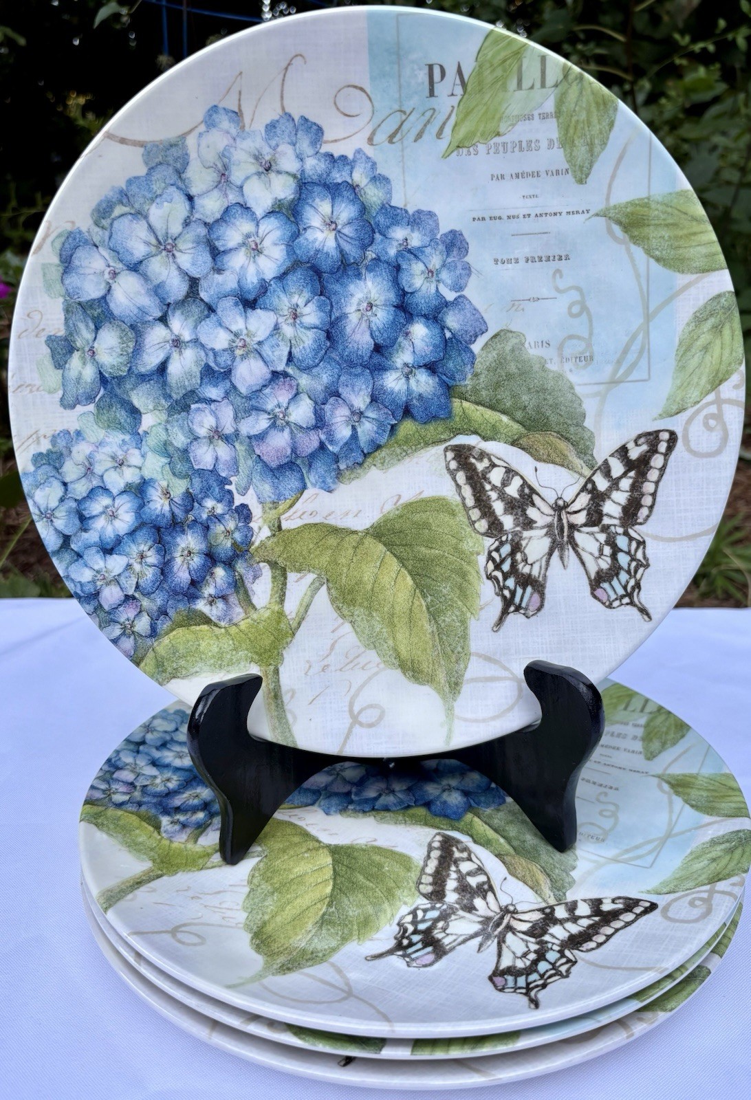 Certified International Hydrangea Garden Melamine Plates Set of 4 Susan Winget