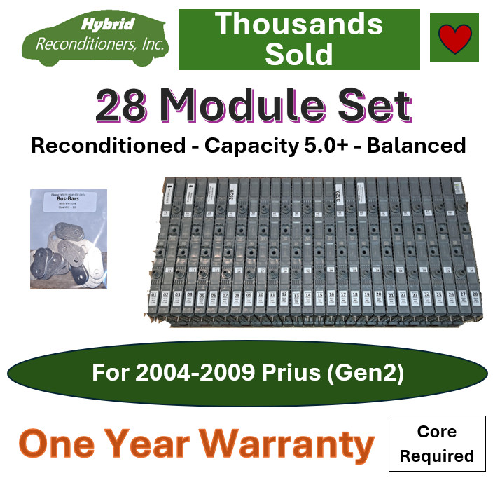 2004-2009 Prius Hybrid Battery 28-Module Set: Reconditioned & Balanced:1-Yr WNTY
