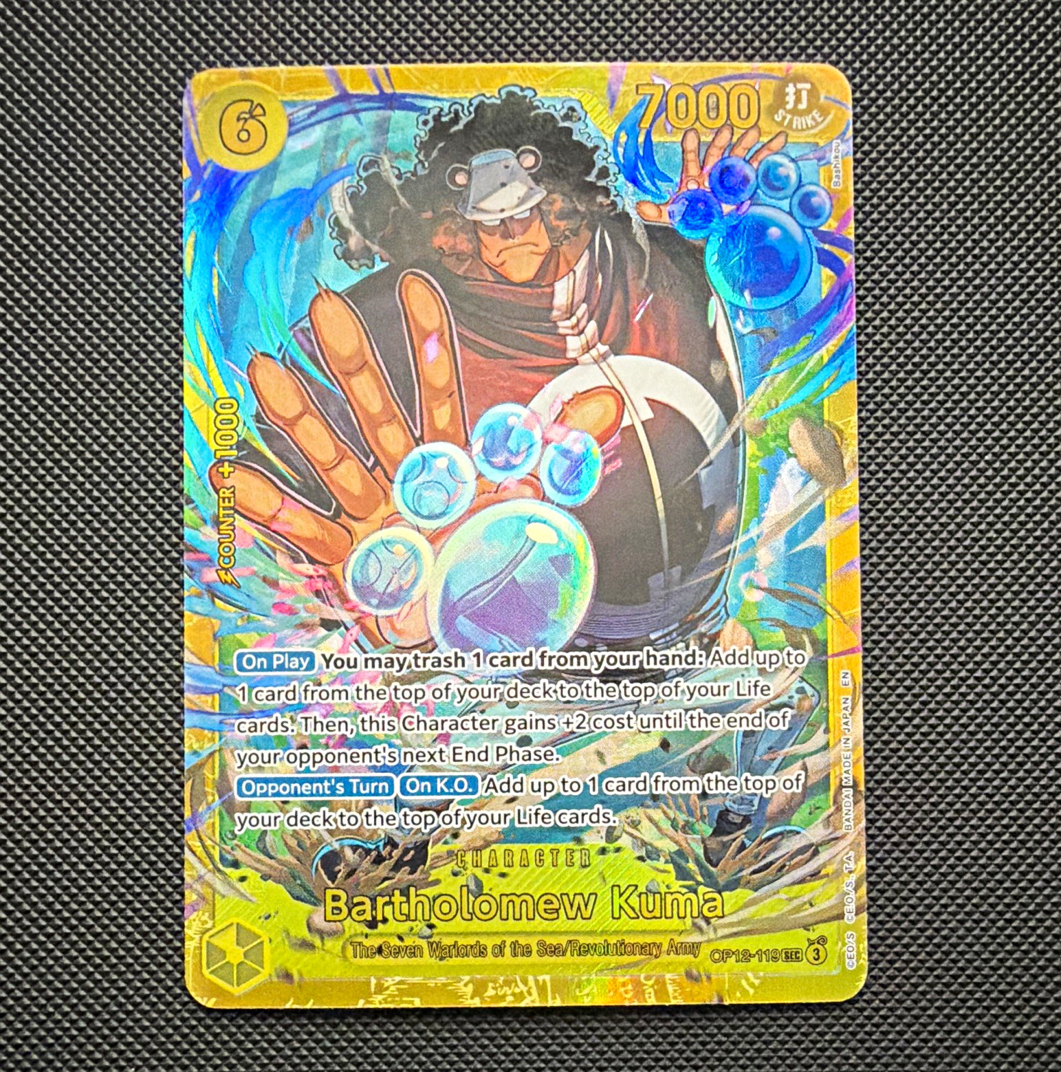 Bartholomew Kuma One Piece CCG Legacy of the Master OP12-119 SEC Foil EN Bartholomew Kuma One Piece CCG Legacy of the Master OP12-119 SEC Foil EN