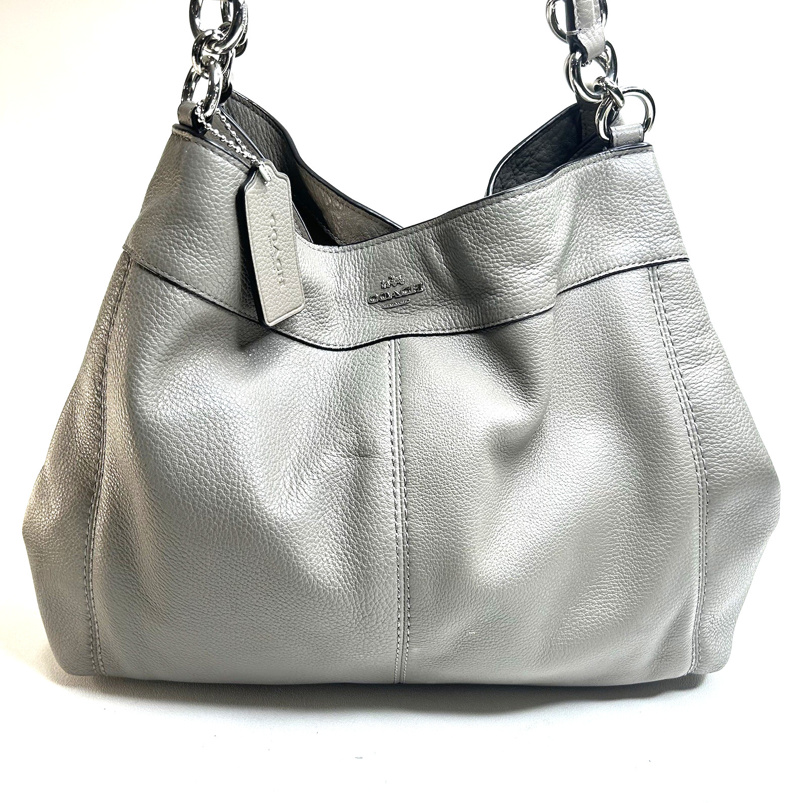 COACH  Large Lexy Shoulder Bag In Pebble Leather - FOG - $395 #57545