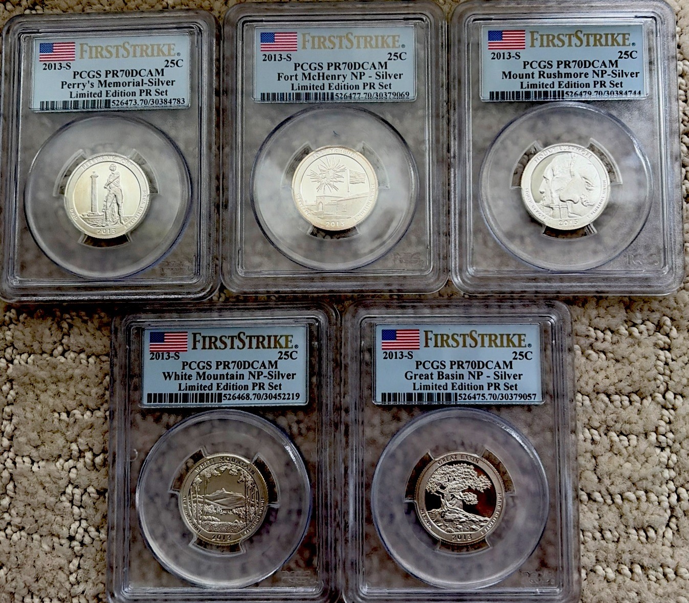 2013-S 25C National Park Silver Quarter Limited Edition PR Set x5 PCGS PR70DCAM 2013-S 25C National Park Silver Quarter Limited Edition PR Set x5 PCGS PR70DCAM