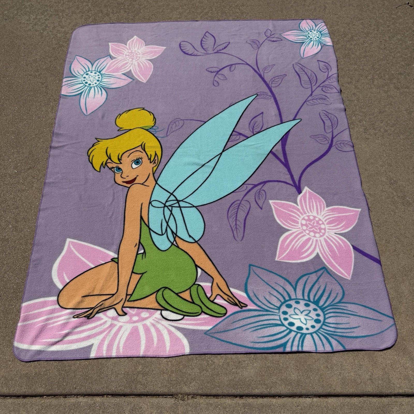 VTG Disney Fairies Tinkerbell Fleece Throw Blanket Purple Y2K 2000s VTG Disney Fairies Tinkerbell Fleece Throw Blanket Purple Y2K 2000s
