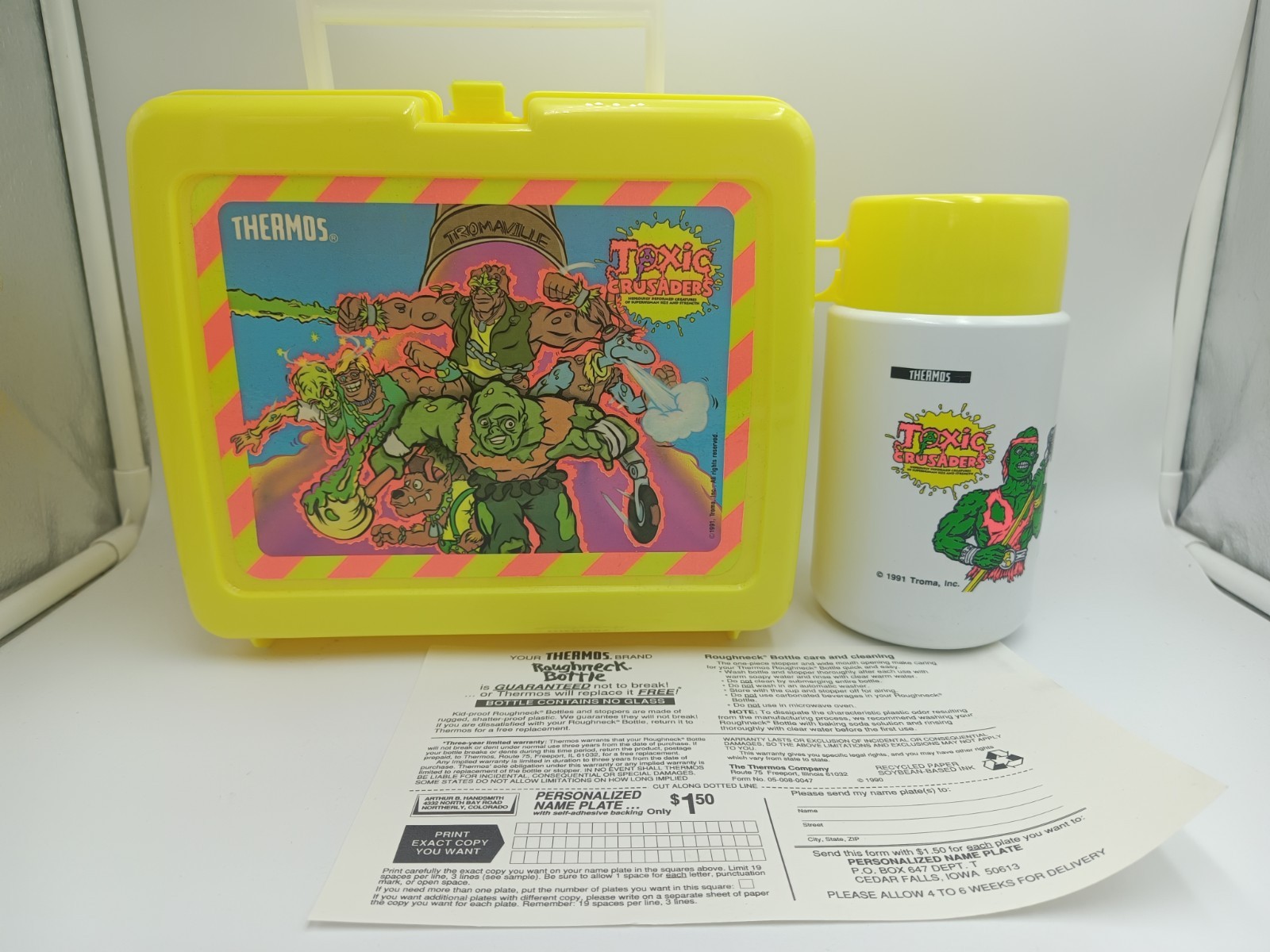 Vintage Toxic Crusaders Lunch Box Set w/ Thermos & Manual Argentina Rare No TMNT