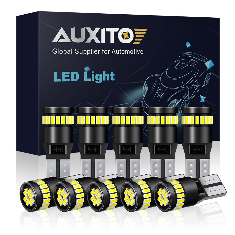 AUXITO T10 LED License Plate Light Bulbs Super Bright White 168 2825 194 6000K