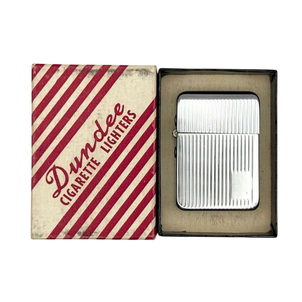 Vintage Dundee Berkeley Ribbed Chrome Windproof Pocket Lighter USA Original Box Vintage Dundee Berkeley Ribbed Chrome Windproof Pocket Lighter USA Original Box