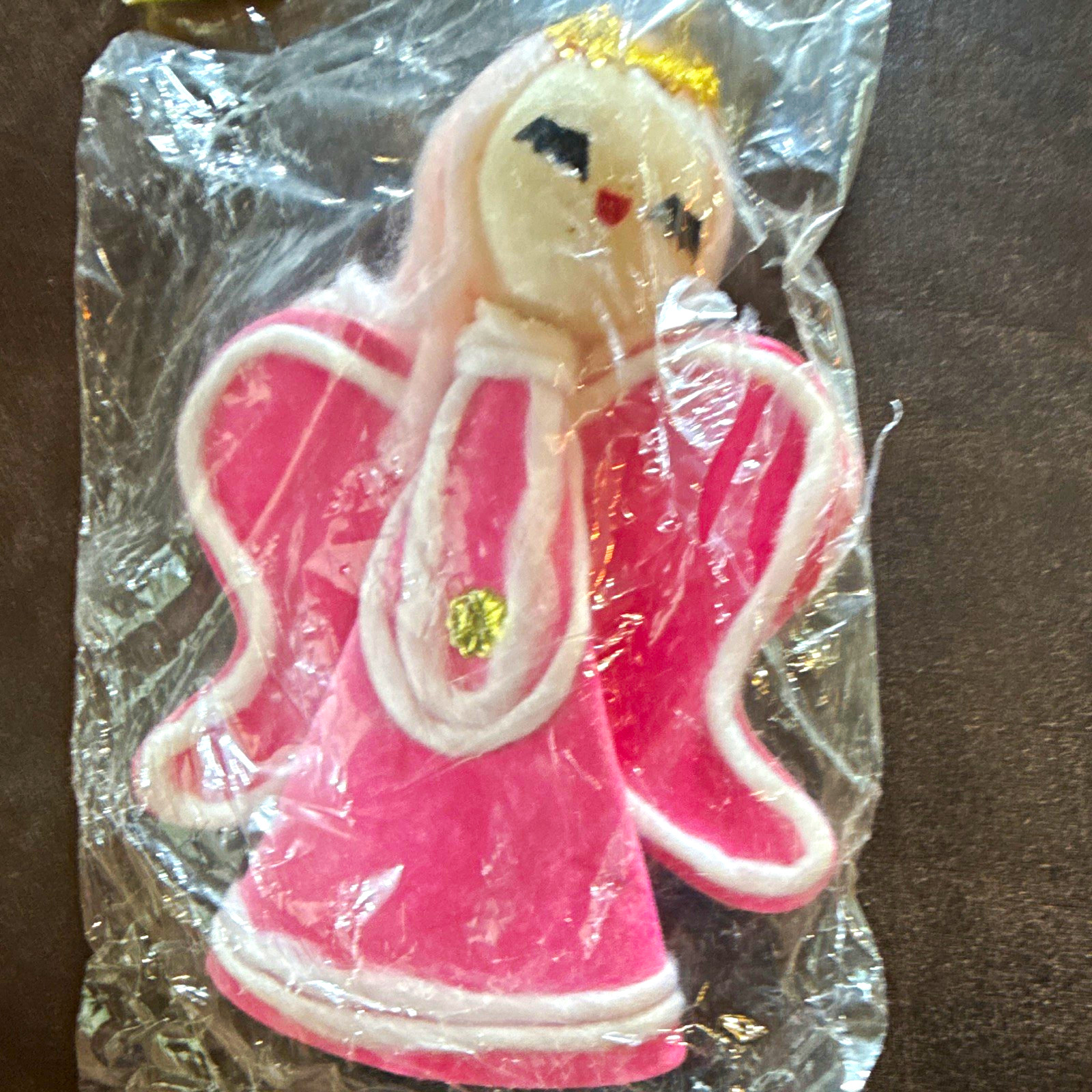 Style King GRB Vintage Felt Angel Christmas Ornament Pink White Gold Japan MCM Style King GRB Vintage Felt Angel Christmas Ornament Pink White Gold Japan MCM