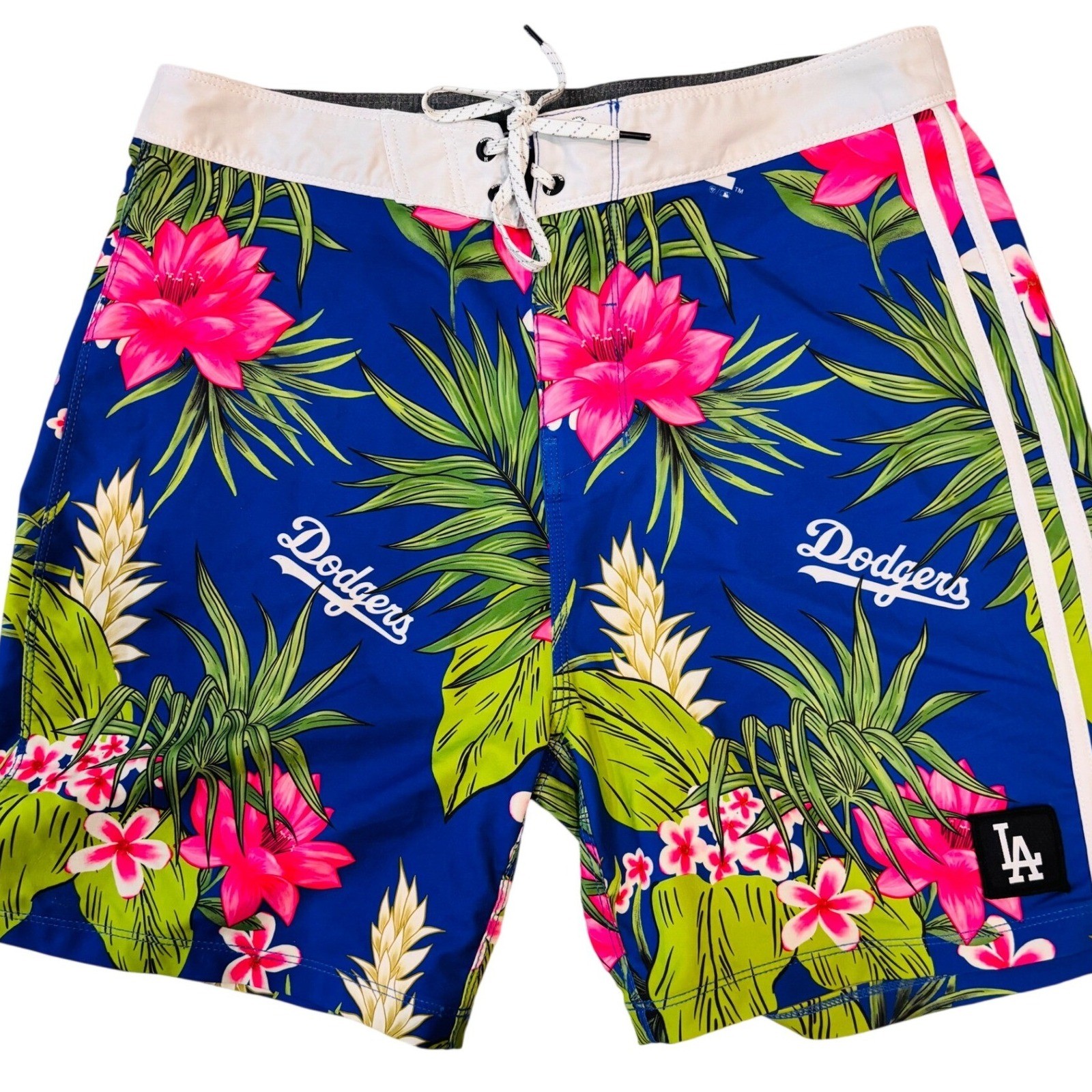 Hurley 47 Brand LA Dodgers Phantom Board Shorts Mens 30 Tropical Floral Blue