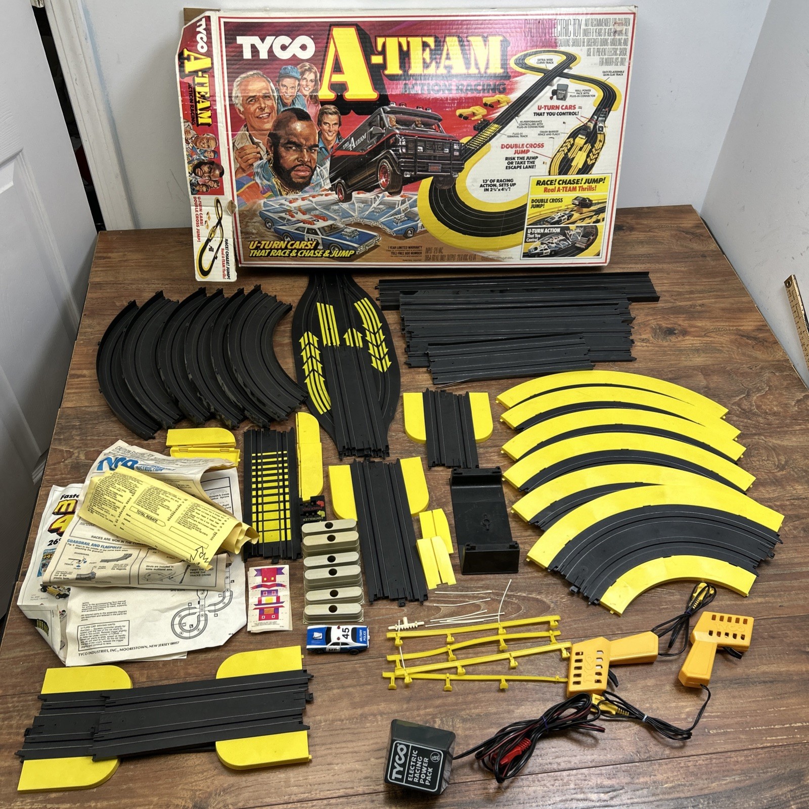 Vintage 1983 Tyco The A-Team Action Racing Tracks Slot Car W/Box & Police Car *