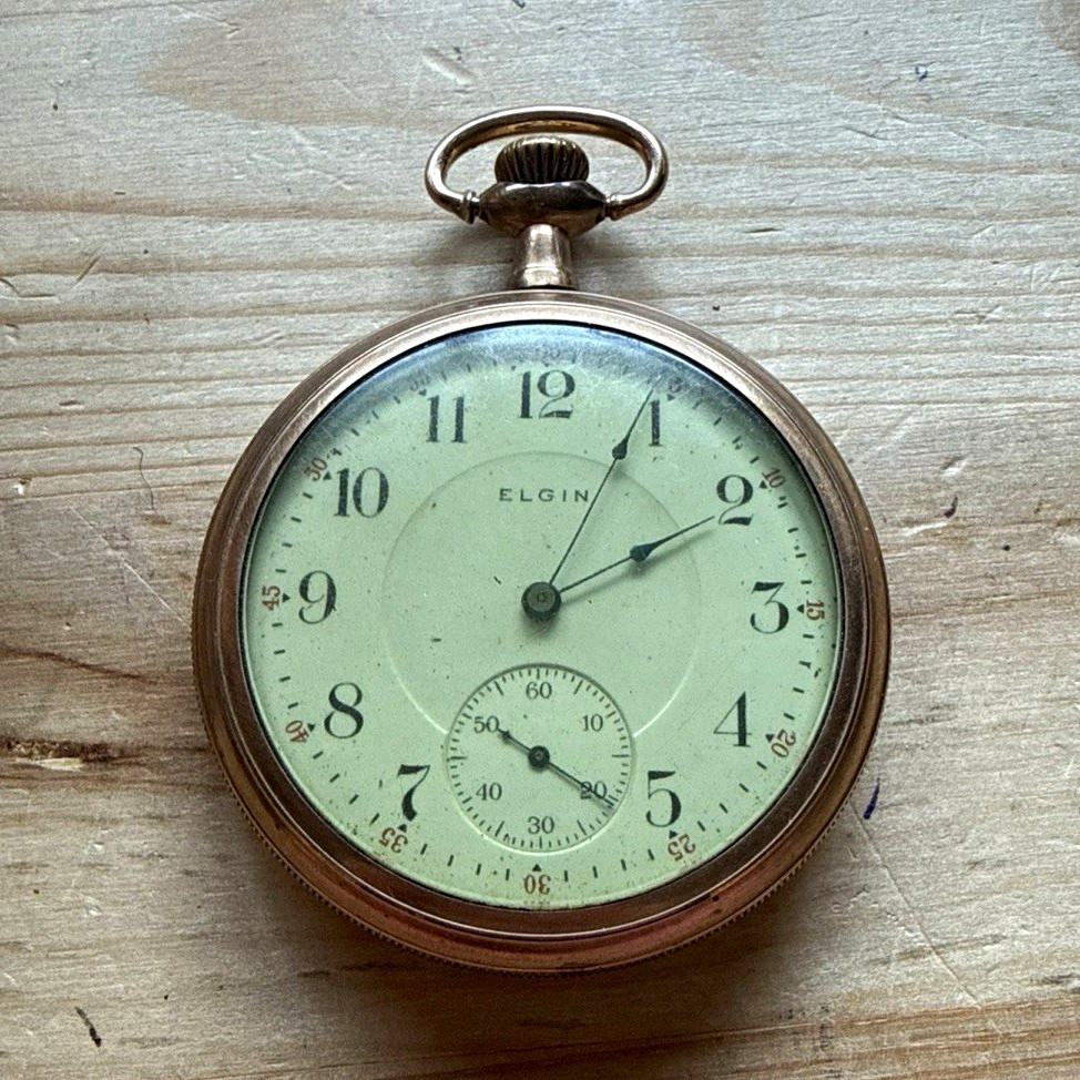 Antique 1912 Elgin Grade 387 16s 17J Open Face Gold Filled Pocket Watch WORKS Antique 1912 Elgin Grade 387 16s 17J Open Face Gold Filled Pocket Watch WORKS