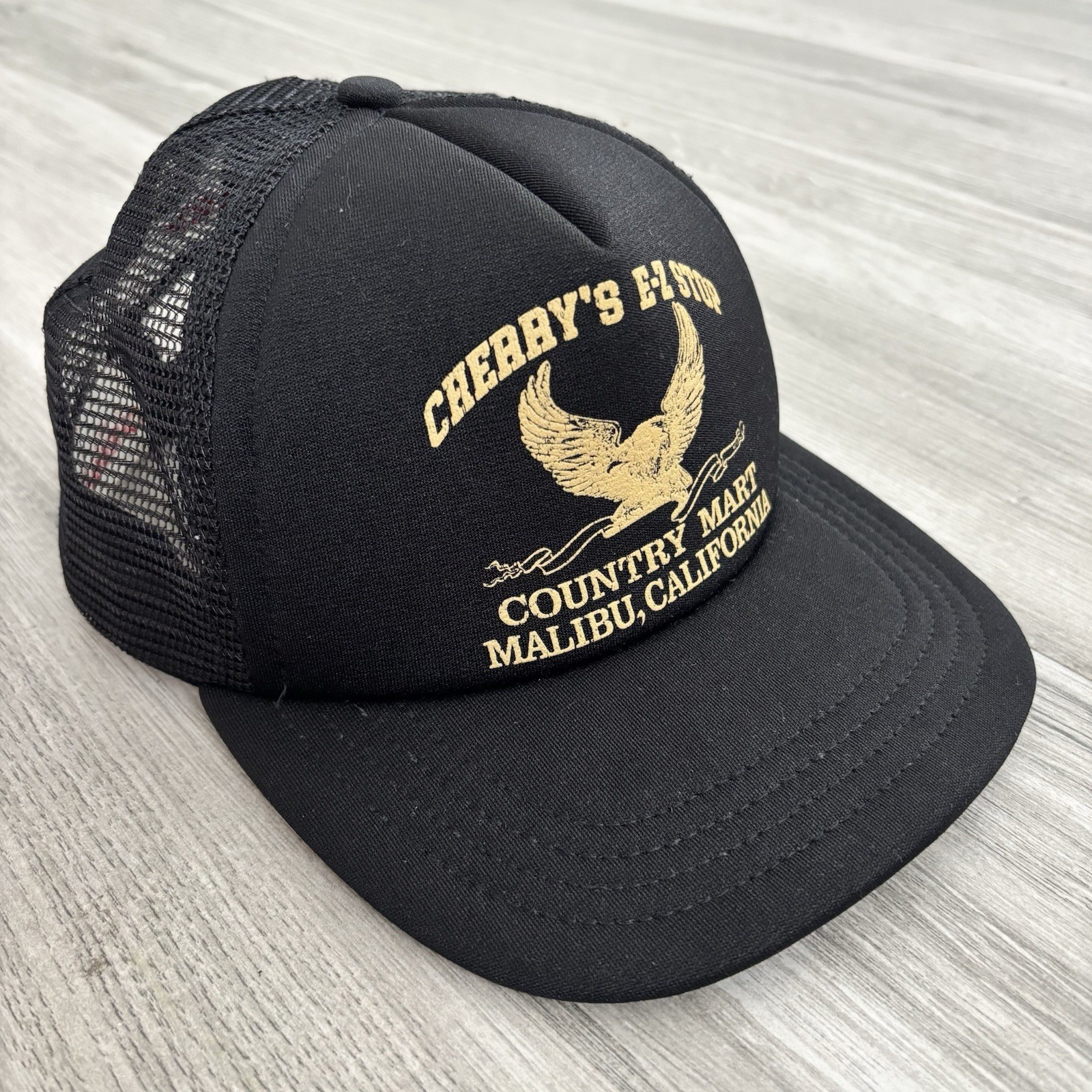 Cherry Los Angeles “E-Z Stop Country Mart Malibu California” Mesh Trucker Hat