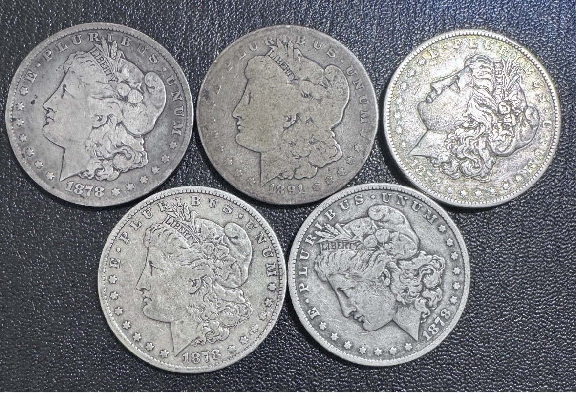 Sale 🔥🔥🔥lot Of 5 Morgan Dollar From Carson City. 1878-CC (4) 1891-CC (1) Sale 🔥🔥🔥lot Of 5 Morgan Dollar From Carson City. 1878-CC (4) 1891-CC (1)