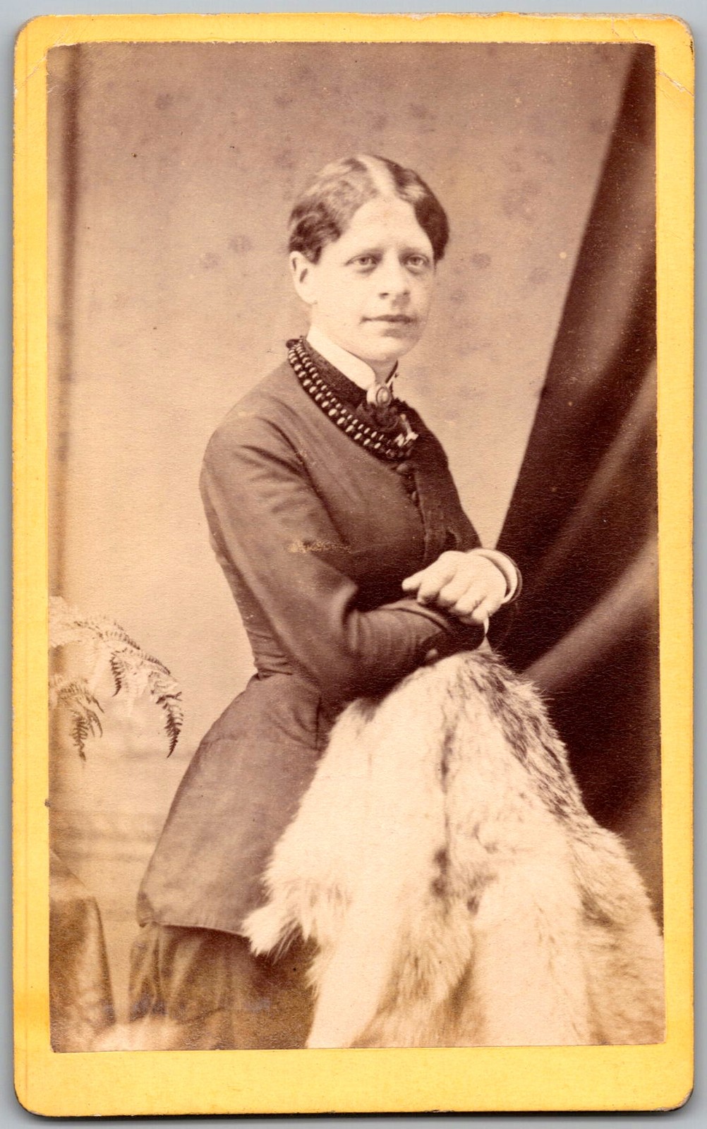 CDV Circa 1880s E.T. Gibbs Lady In Dress Fur Stole Stroud UK CDV Circa 1880s E.T. Gibbs Lady In Dress Fur Stole Stroud UK