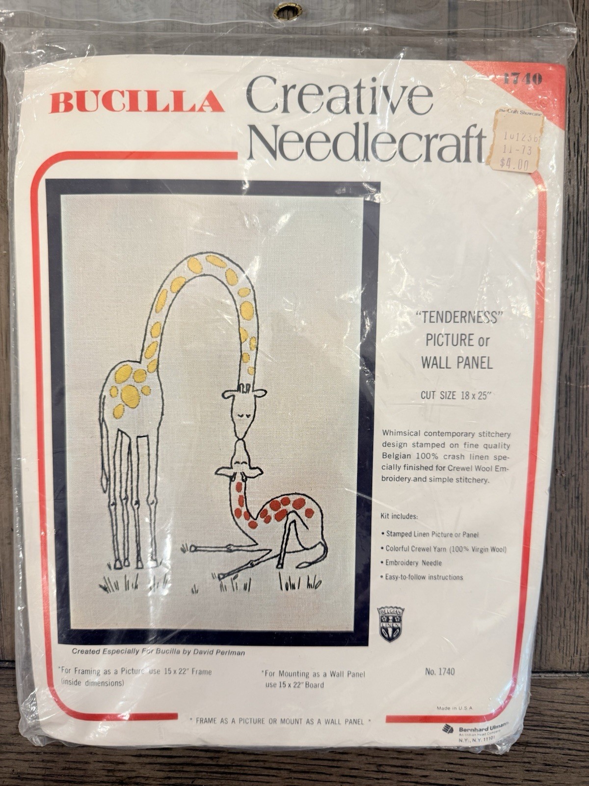 RARE Vintage Bucilla Creative Needlecraft “Tenderness” Crewel Kit Giraffes MCM RARE Vintage Bucilla Creative Needlecraft “Tenderness” Crewel Kit Giraffes MCM