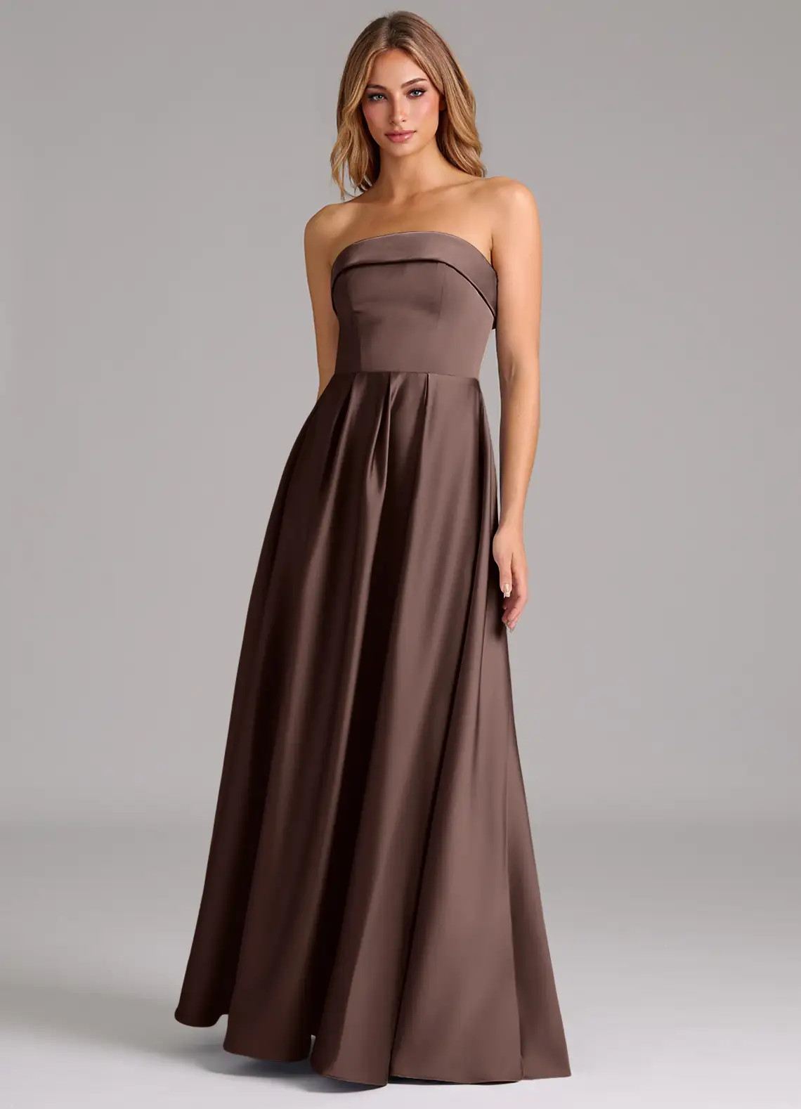 Azazie Lucienne - A-Line Strapless Stretch Satin Convertible Dress Azazie Lucienne - A-Line Strapless Stretch Satin Convertible Dress