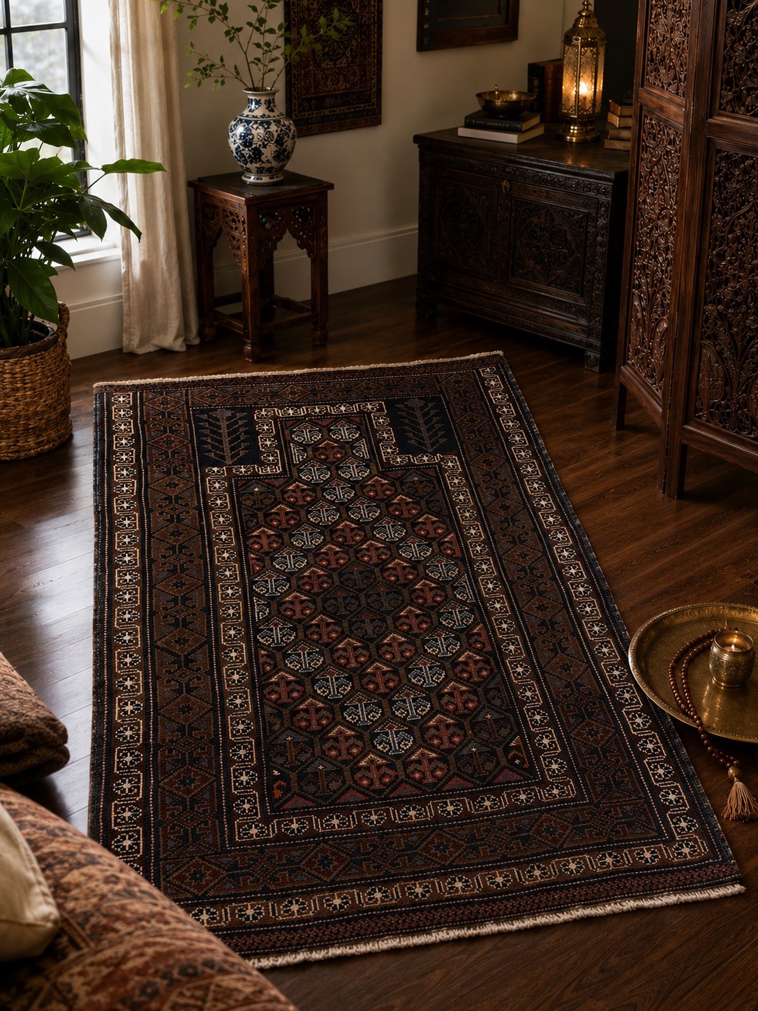 3 X 4 Feet Antique Fine Belouch Turkman / Afghan Rug