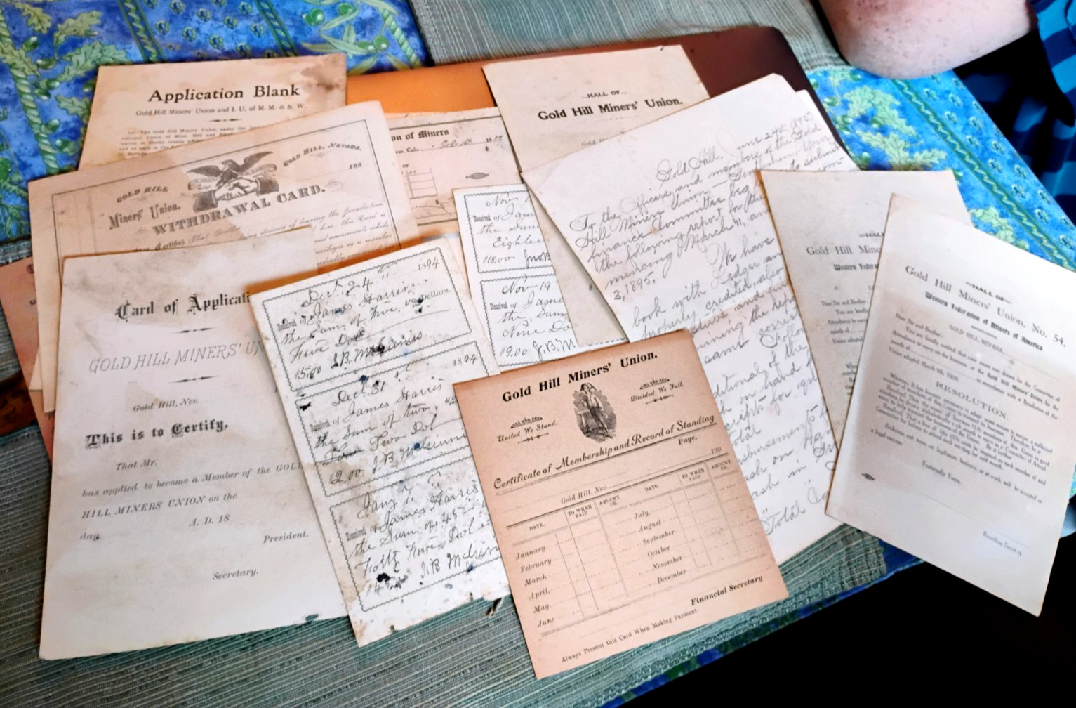 LOT~ 1880s / 1890s GOLD HILL MINERS UNION Papers Comstock Lode VIRGINIA CiTY NV