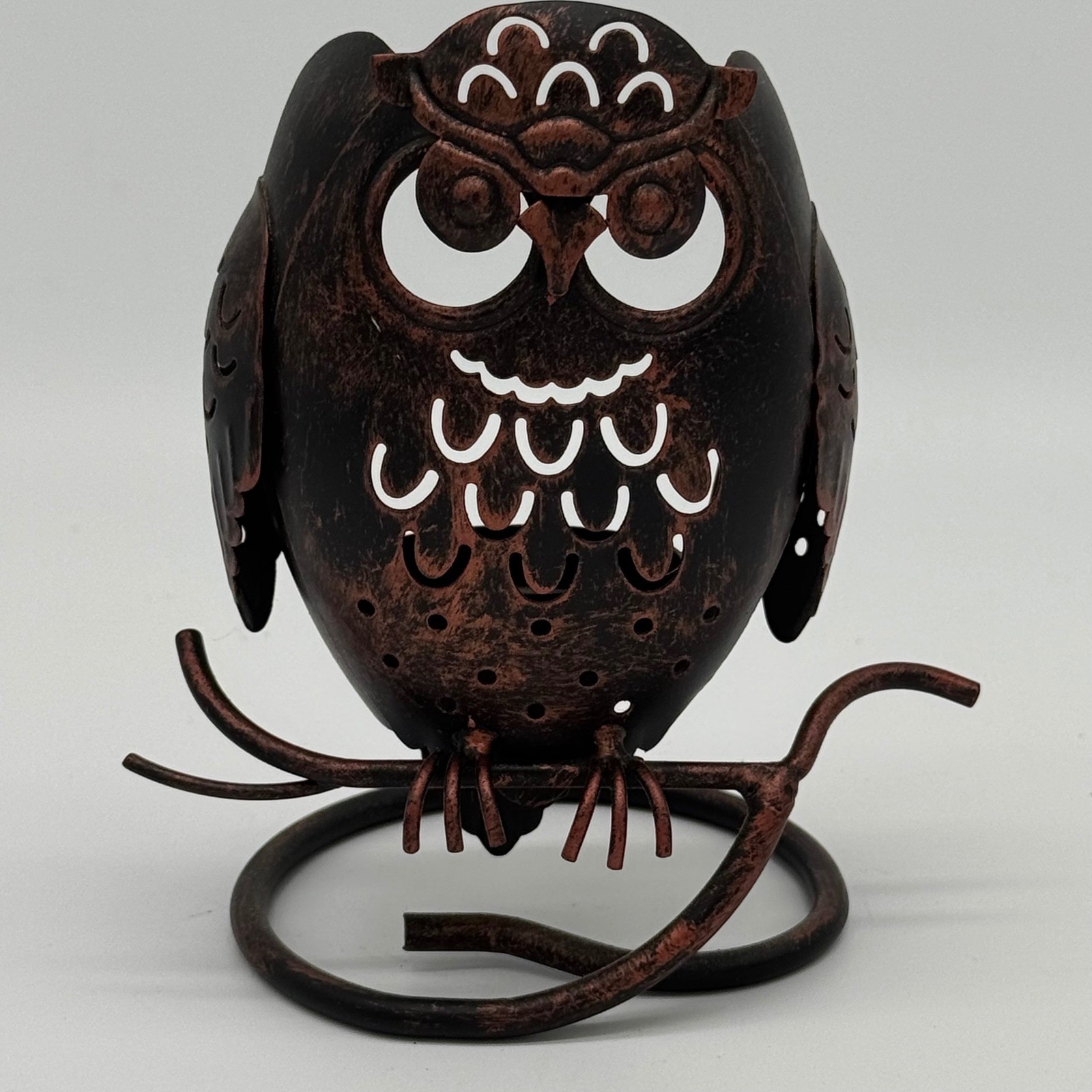 Vintage PartyLite Artisan Owl Metal Tea Light Votive Candle Holder Branch Base