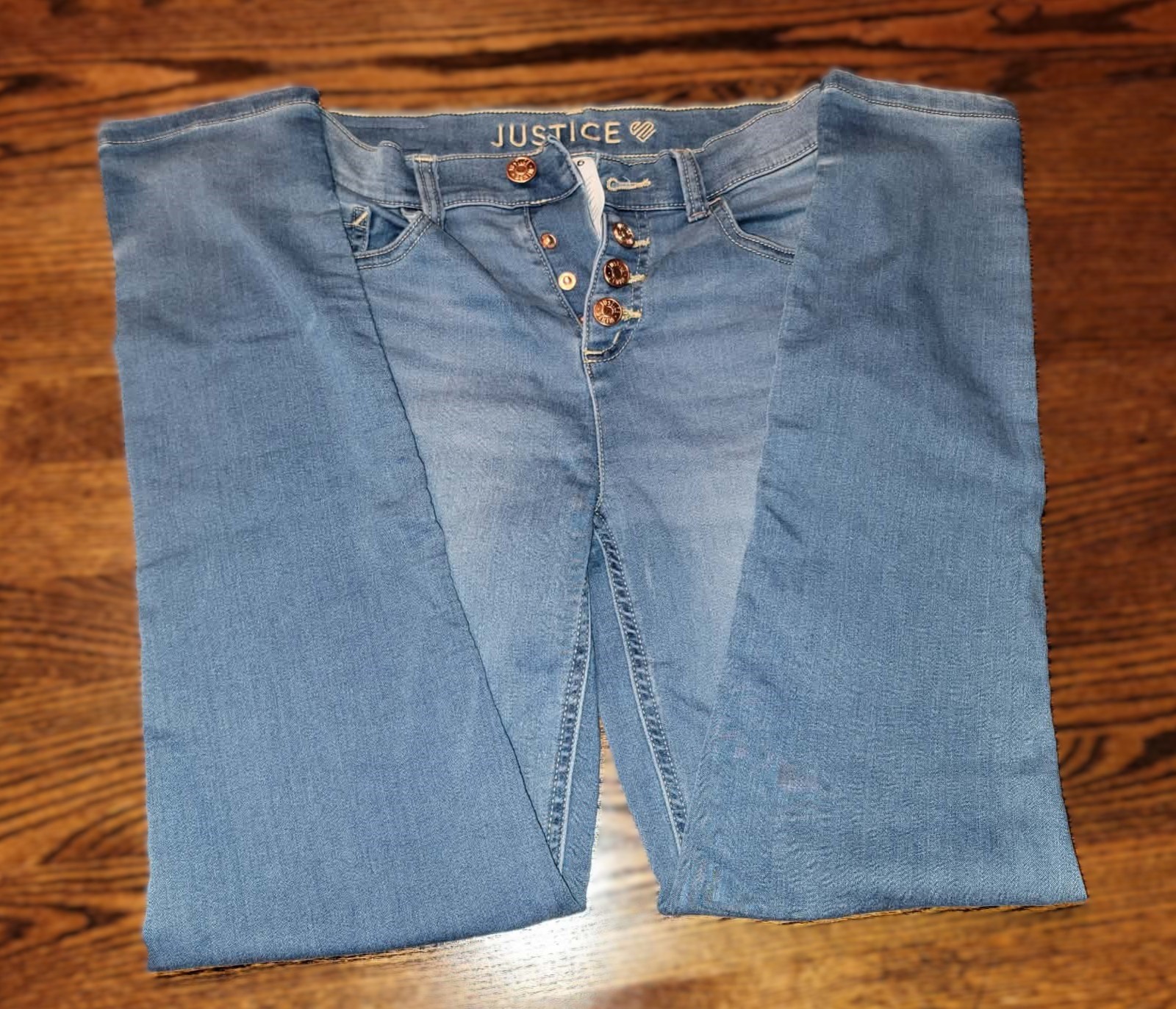 Justice Girls 16 High Rise Snap Blue Jeggings Justice Girls 16 High Rise Snap Blue Jeggings