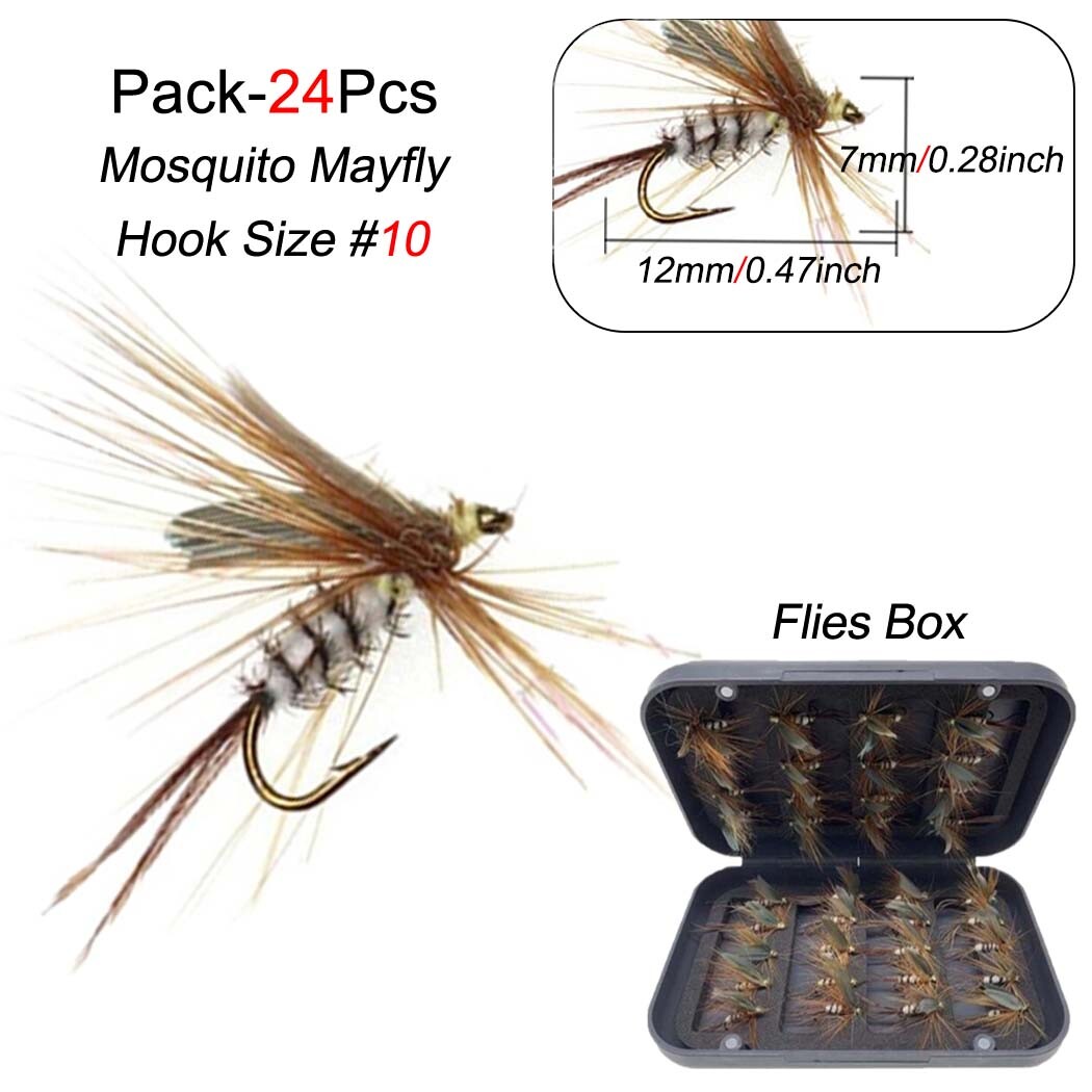 24Pcs/Box Fly Fishing Lure Nymph Dry Flies Bionic Bait Fly Trout Fishing Lures