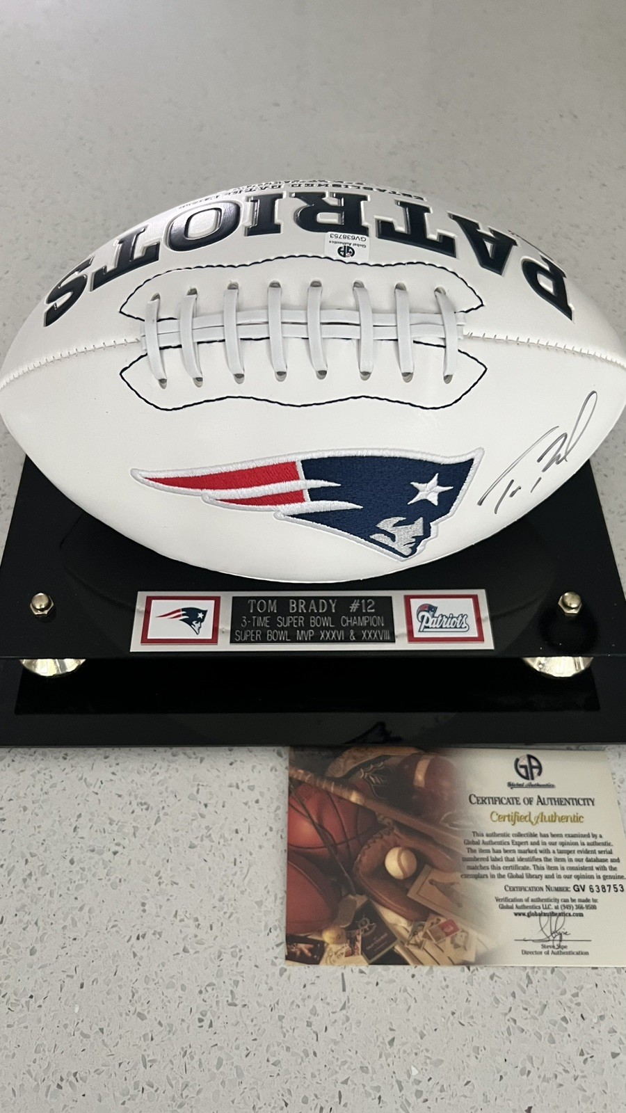 Tom Brady Autographed Signed Full Size White Panel Patriots Football COA Tom Brady Autographed Signed Full Size White Panel Patriots Football COA