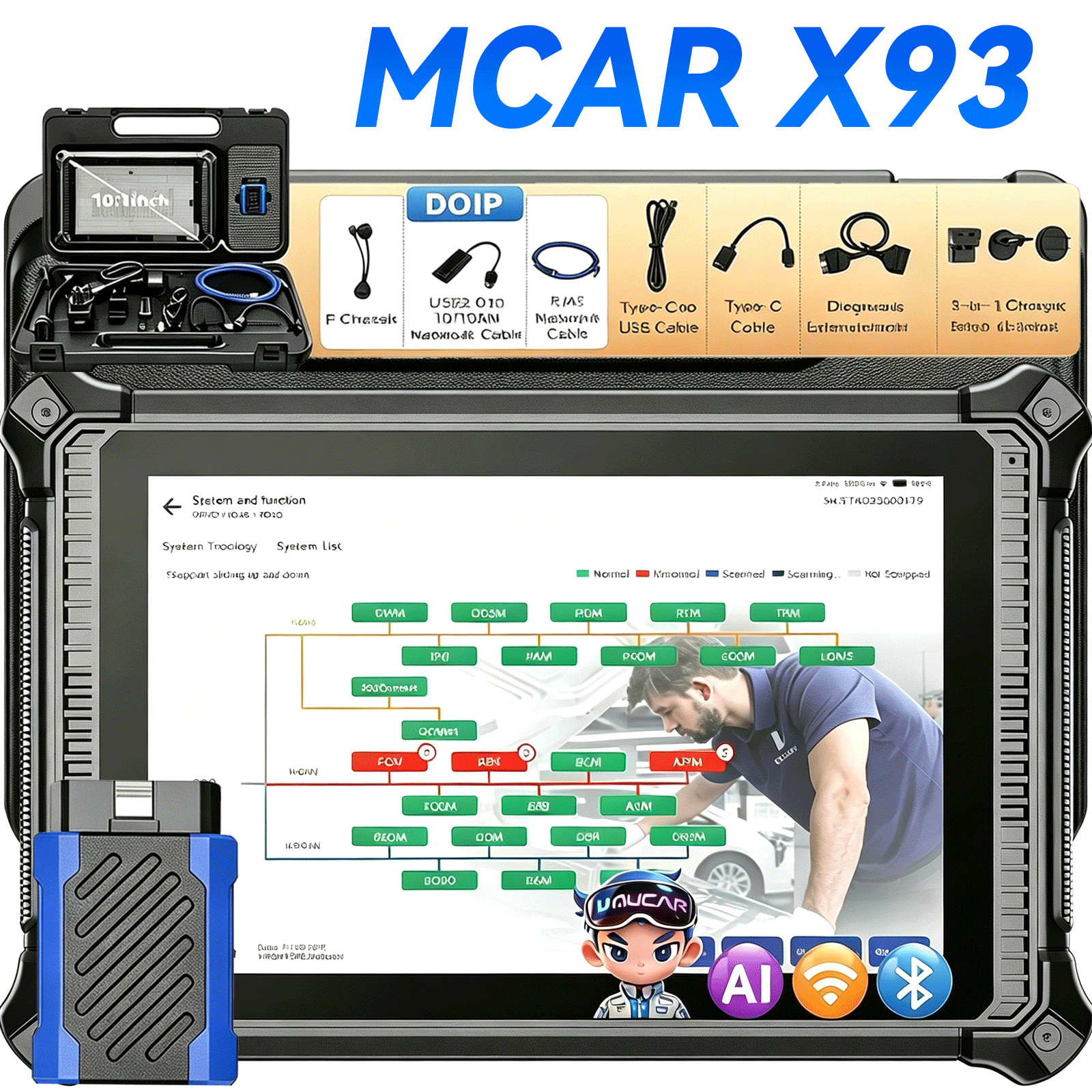 🔝2026 MUCAR X93 Topology MAP Diagnostic Scanner OBD2 Full Diagnostic CANFD/DOIP