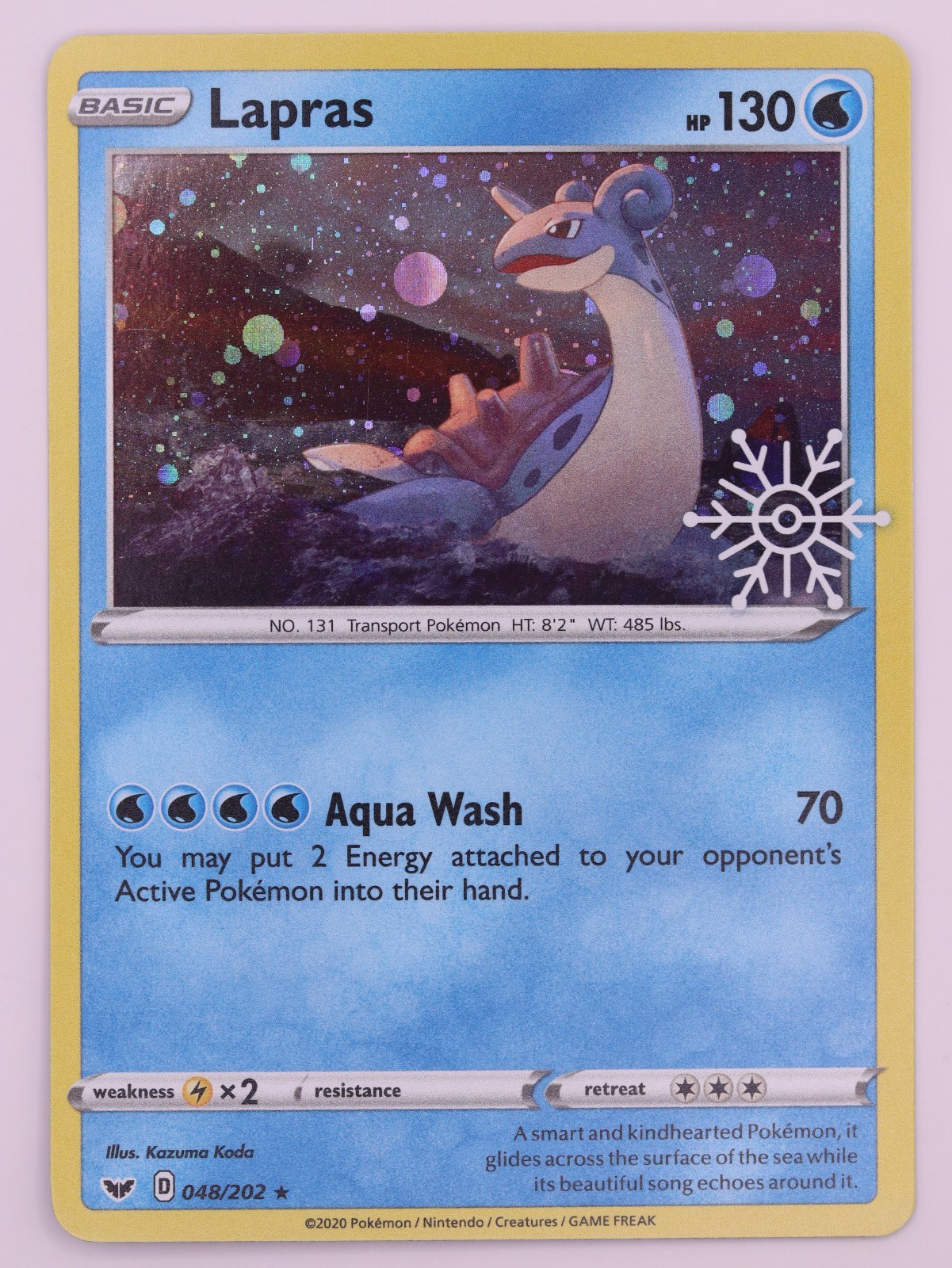Lapras 048/202 Cosmo Holo Snowflake Stamped Holiday Calendar 2022 Promo NM Lapras 048/202 Cosmo Holo Snowflake Stamped Holiday Calendar 2022 Promo NM