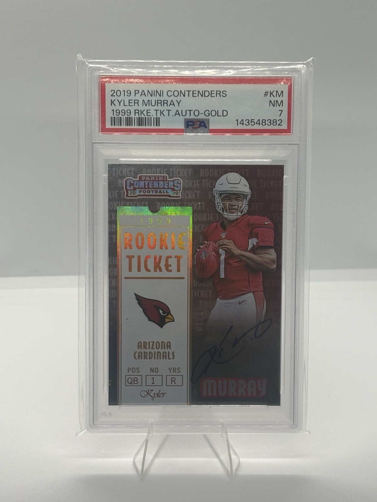Panini 2019 Contenders Kyler Murray Rookie Ticket Gold Auto 7/10 #1999-KM PSA 7