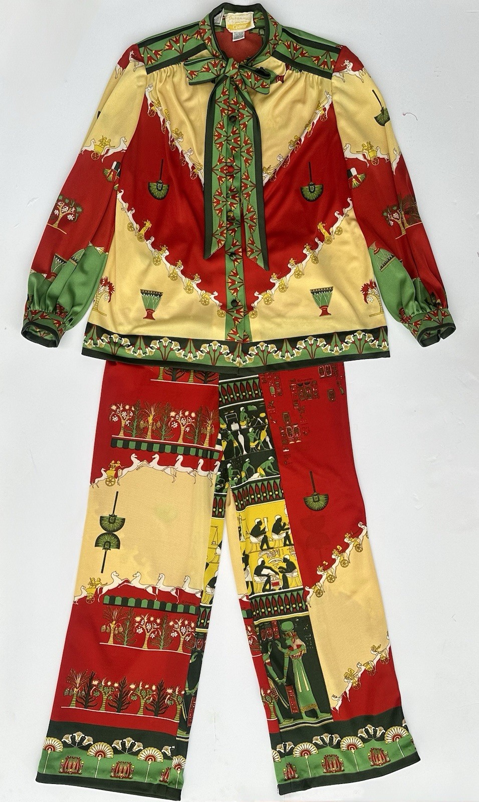 Vintage Paganne By Gene Burke 60s 70s Egyptian Theme 2 Piece Set Size M/L
