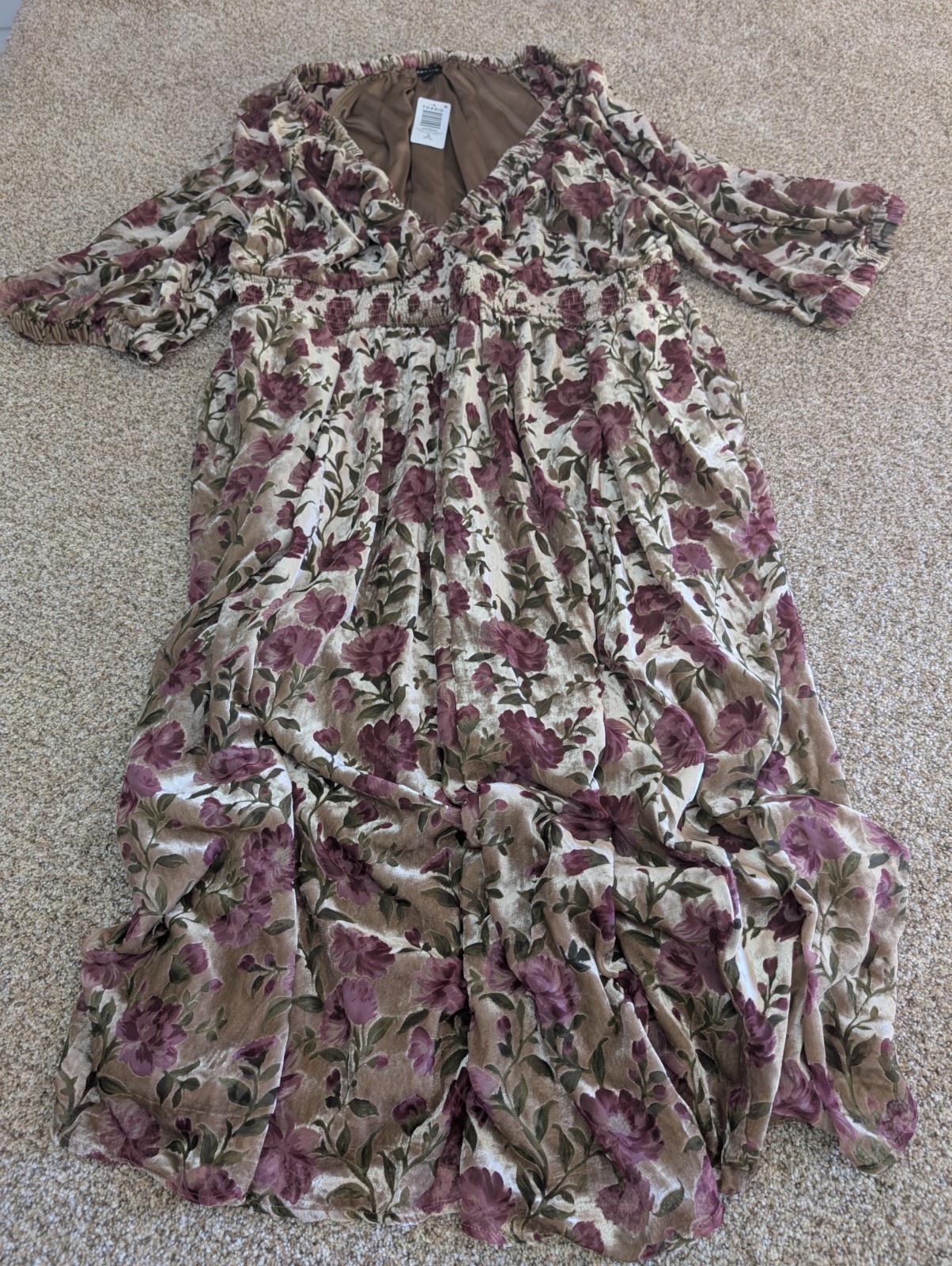 Torrid Tea Midi Velvet Burnout  V-Neck Floral 3x