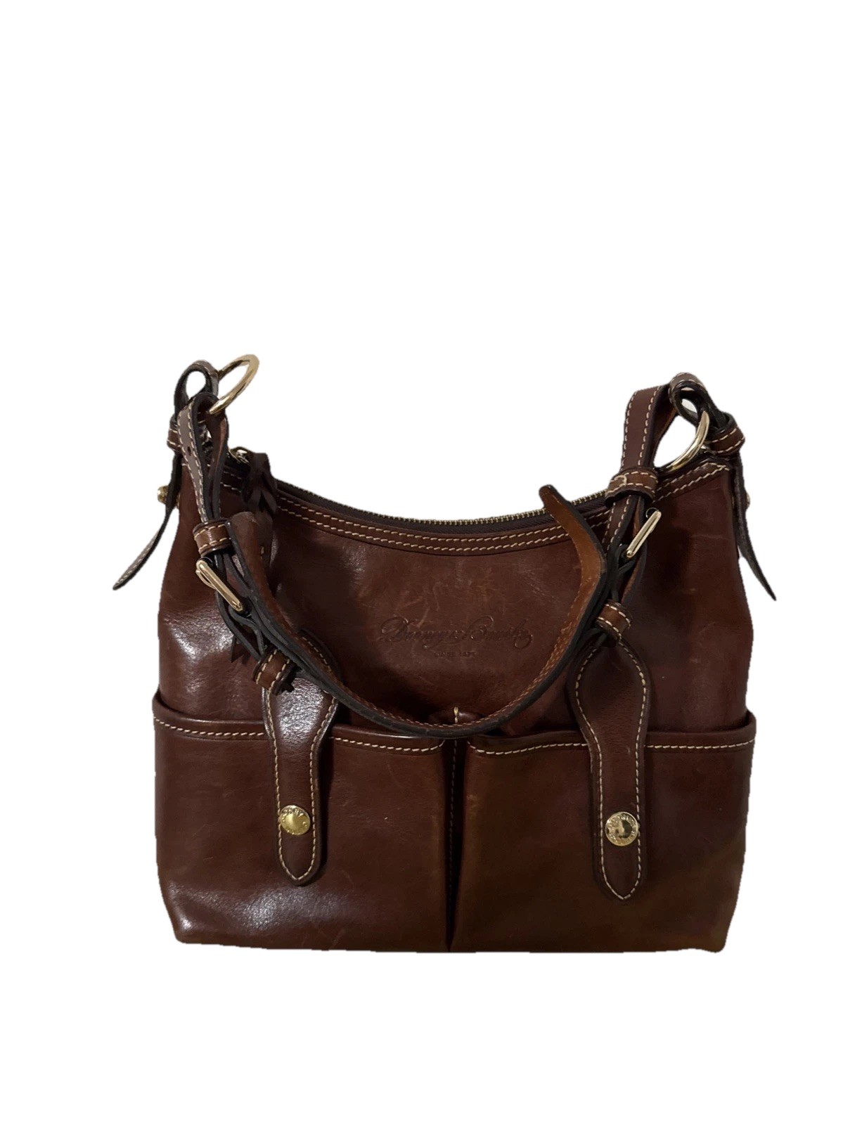 DOONEY & BOURKE VINTAGE FLORINTINE GENUINE LEATHER SHOULDER BAG ADJUSTABLE STRAP