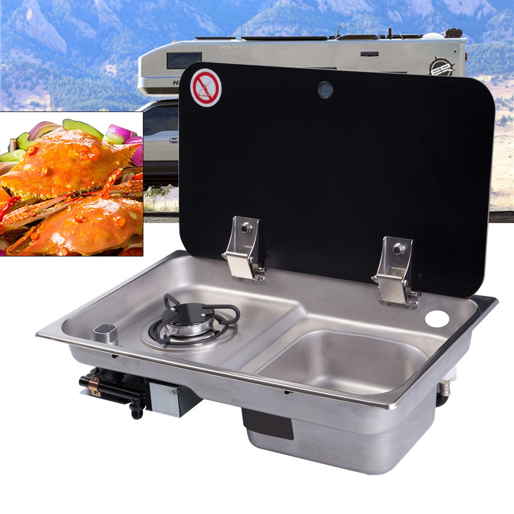 1 Burner Boat Caravan RV Camper Gas Stove LPG Hob Cooktop With Sink Combo SS304