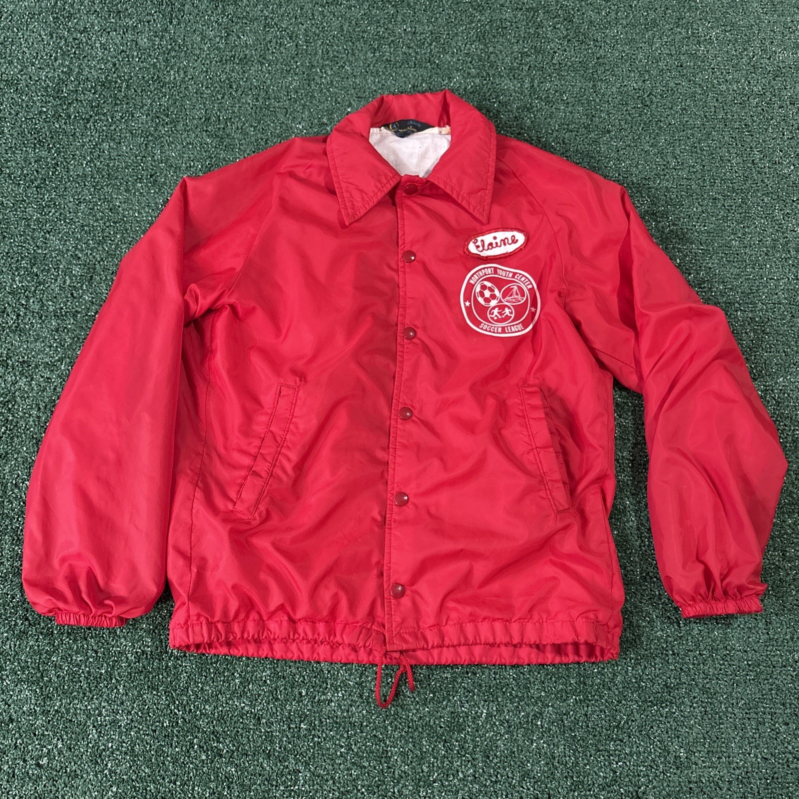 True Vintage 60s Champion Running Soccer Chain Stitch Jacket Men\'s Small Red USA