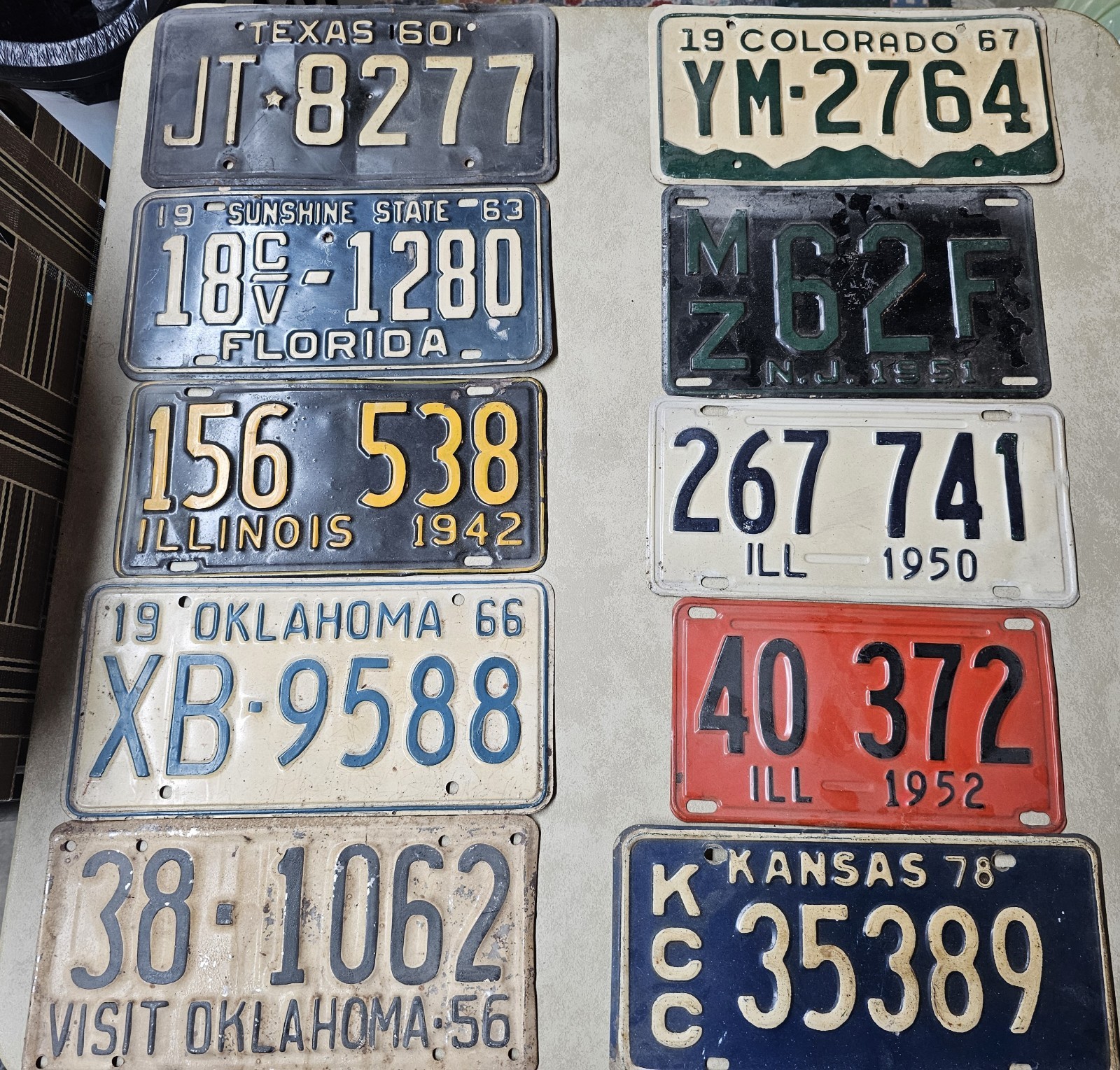 Vintage License Plate Lot of 10 Mixed States 1942-1978 Craft Man Cave Decor Tag Vintage License Plate Lot of 10 Mixed States 1942-1978 Craft Man Cave Decor Tag