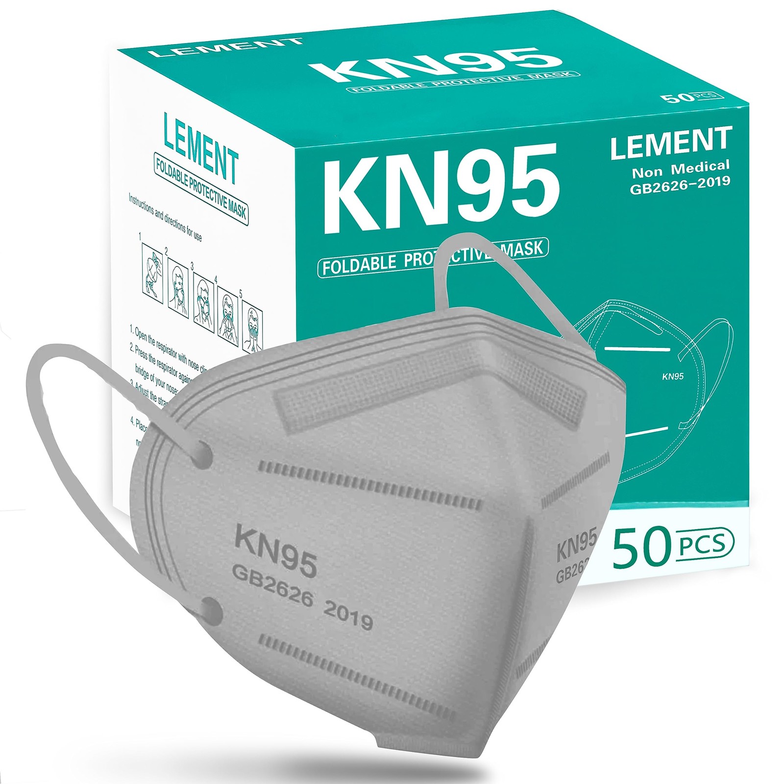 LEMENT 50PCS KN95 Face Mask 5 Layer Cup Dust Safety Masks Breathable Elastic ... LEMENT 50PCS KN95 Face Mask 5 Layer Cup Dust Safety Masks Breathable Elastic ...