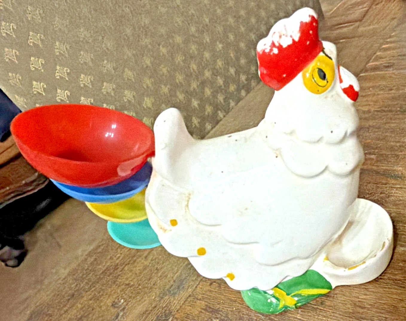Vintage 1950s Ceramic Chicken Measuring Spoon & Ring Holder Kitsch Japan MCM Vintage 1950s Ceramic Chicken Measuring Spoon & Ring Holder Kitsch Japan MCM