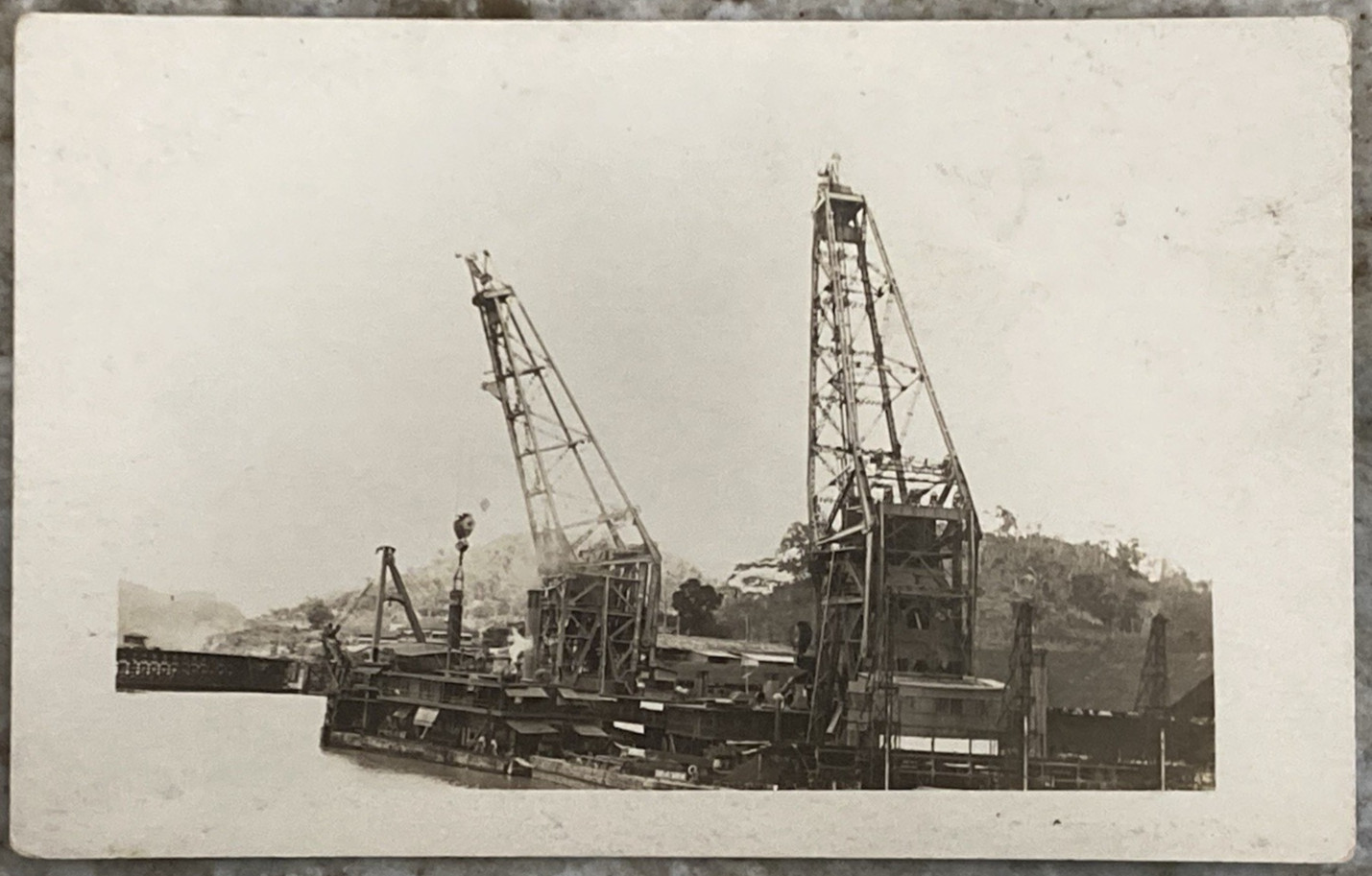 Marine Dry Dock Jib Cranes Real Photo AZO RPPC Postcard B782 Marine Dry Dock Jib Cranes Real Photo AZO RPPC Postcard B782