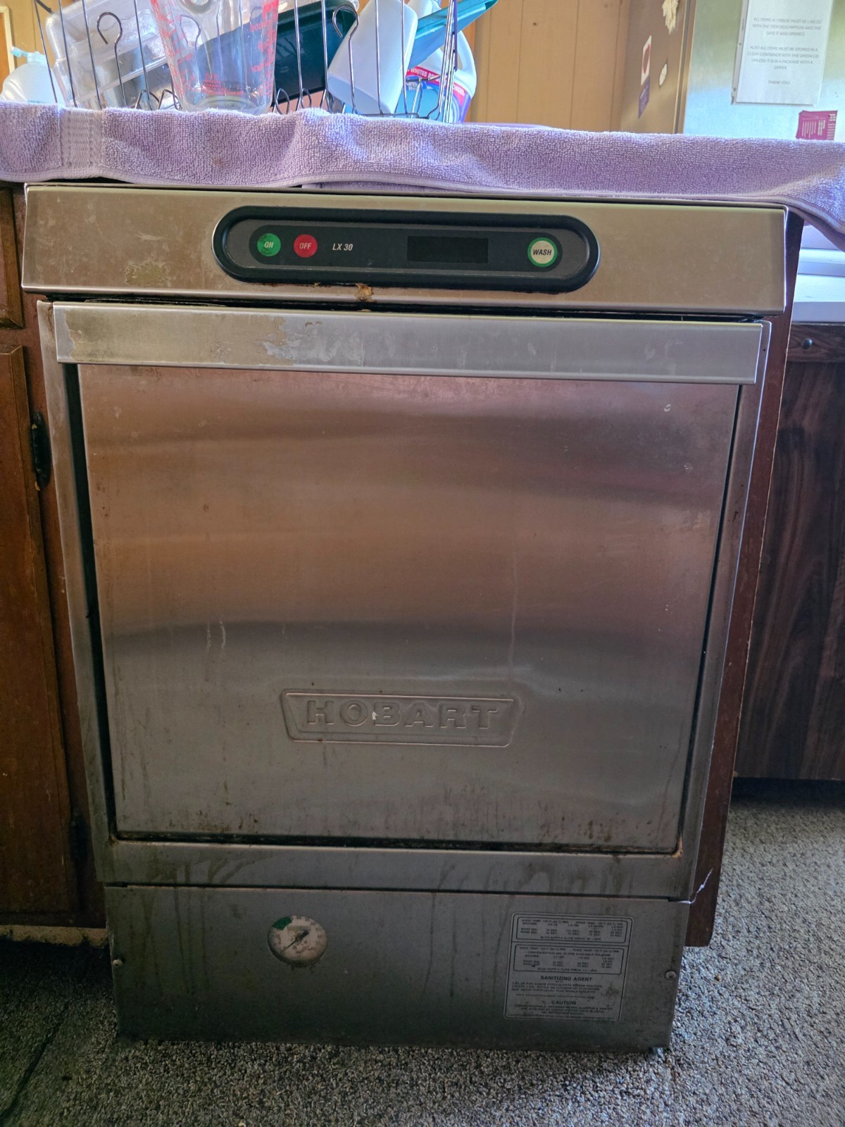 Hobart LX 30 Commercial Dishwasher Partially Working Hobart LX 30 Commercial Dishwasher Partially Working