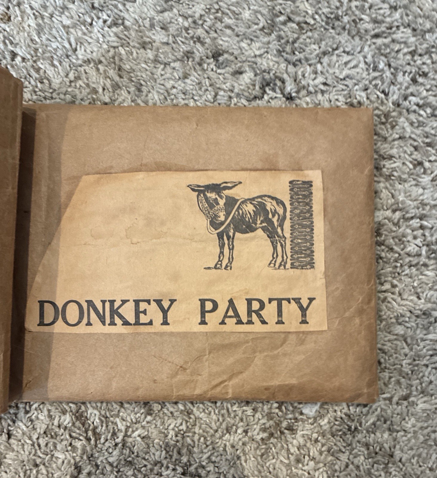 Antique 1926 Saalfield Publishing Oilcloth Donkey Party Game Poster....No Tails