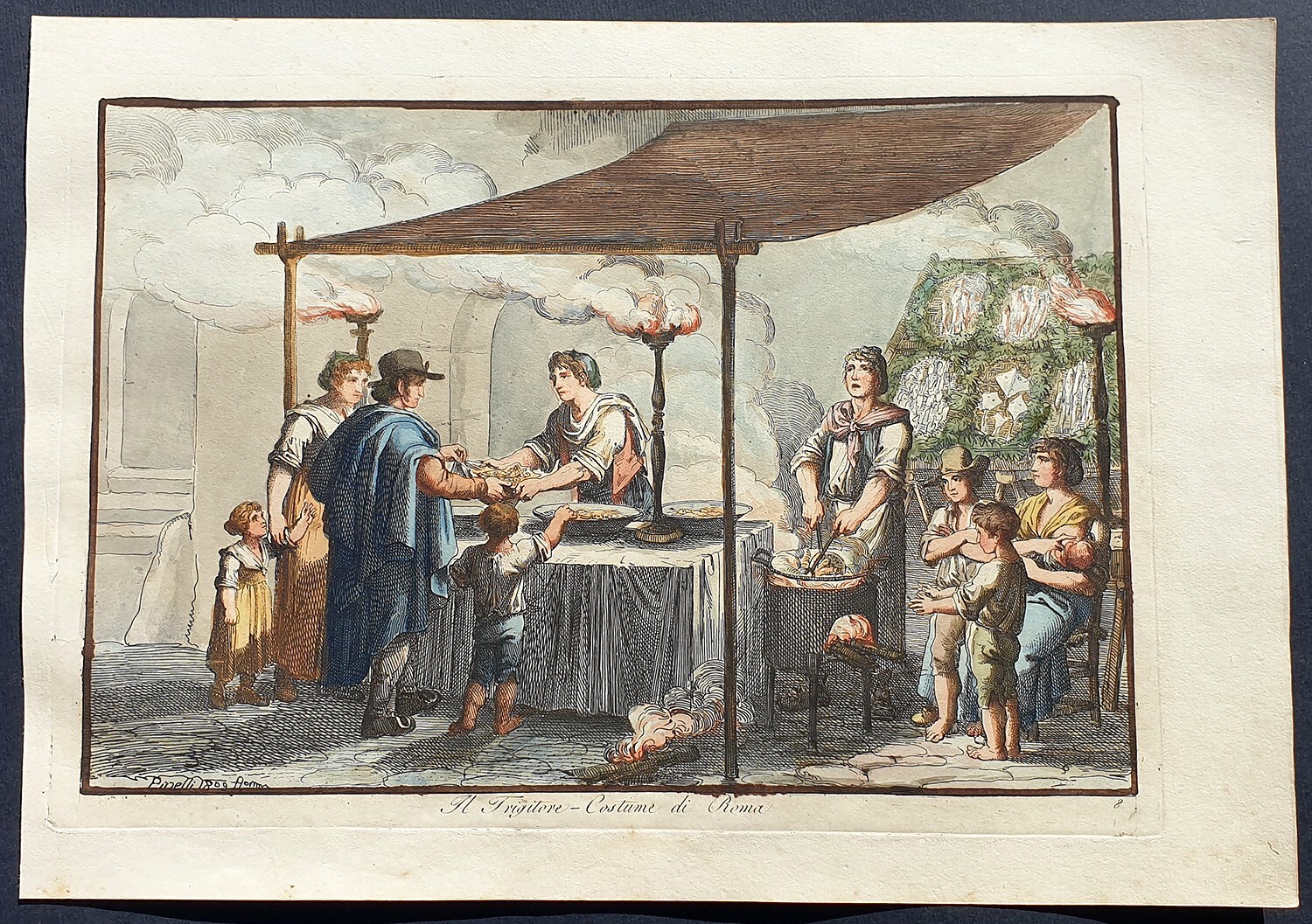 Bartolomeo Pinelli 1809 Antique Print Fryer Costumes Rome Original Colors