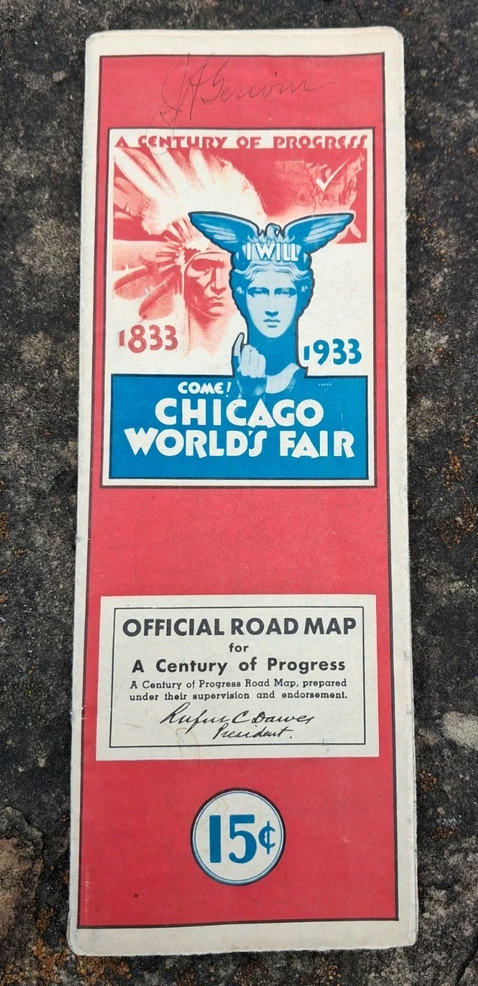 Vintage 1933 Chicago World’s Fair Official Road Map