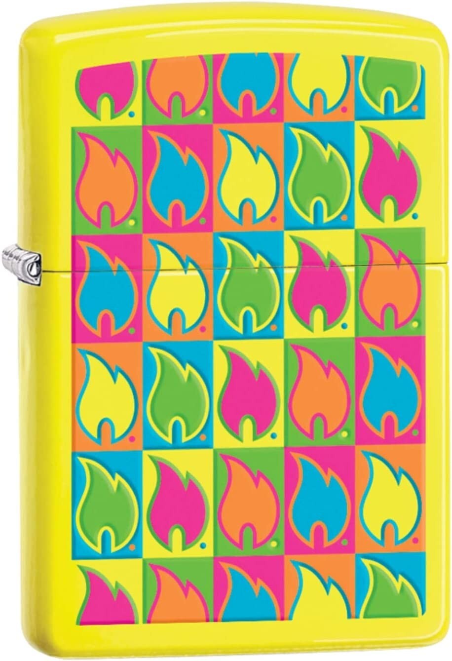 Zippo Boxed Flames Neon Yellow 28954 Zippo Boxed Flames Neon Yellow 28954