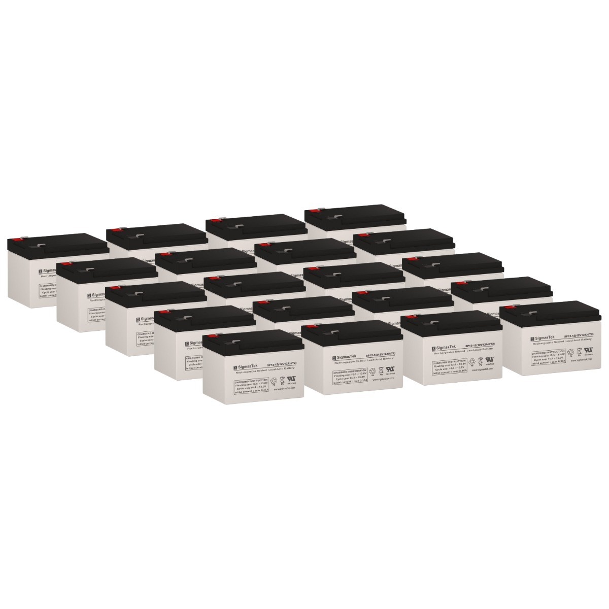 SigmasTek SP12-12 (T2), 12V 12Ah F2 Rechargeable Set of 20 Battery Replacements