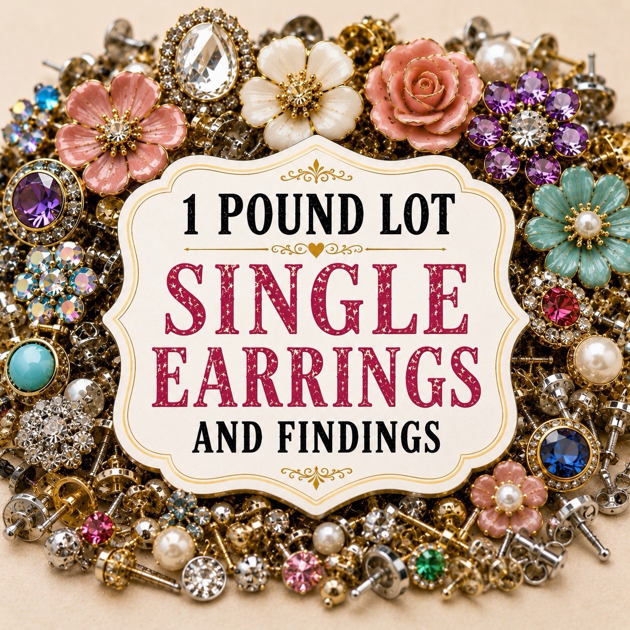 1 LB Single Earrings Broken Costume Jewelry Small Findings Mystery Lot Vintage 1 LB Single Earrings Broken Costume Jewelry Small Findings Mystery Lot Vintage